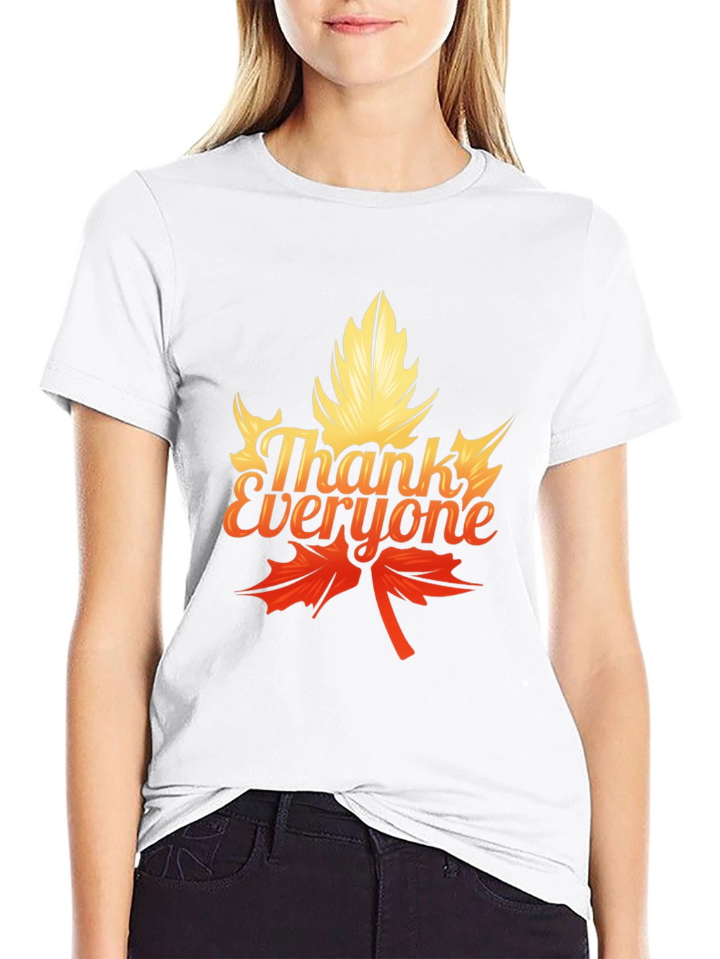 Thank Everyone Maple Leaf Graphic Tee - Black