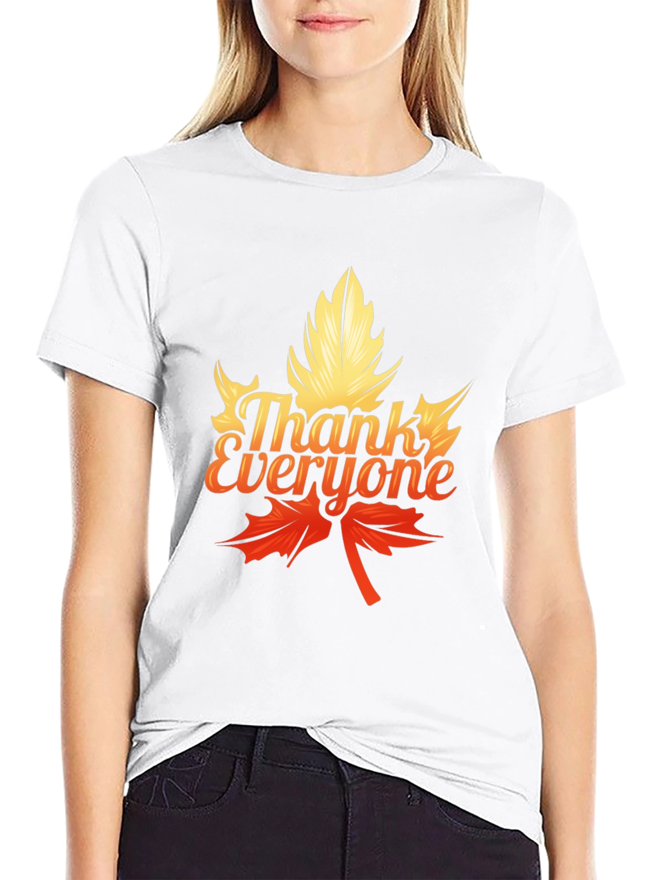 Thank Everyone Maple Leaf Graphic Tee - Black