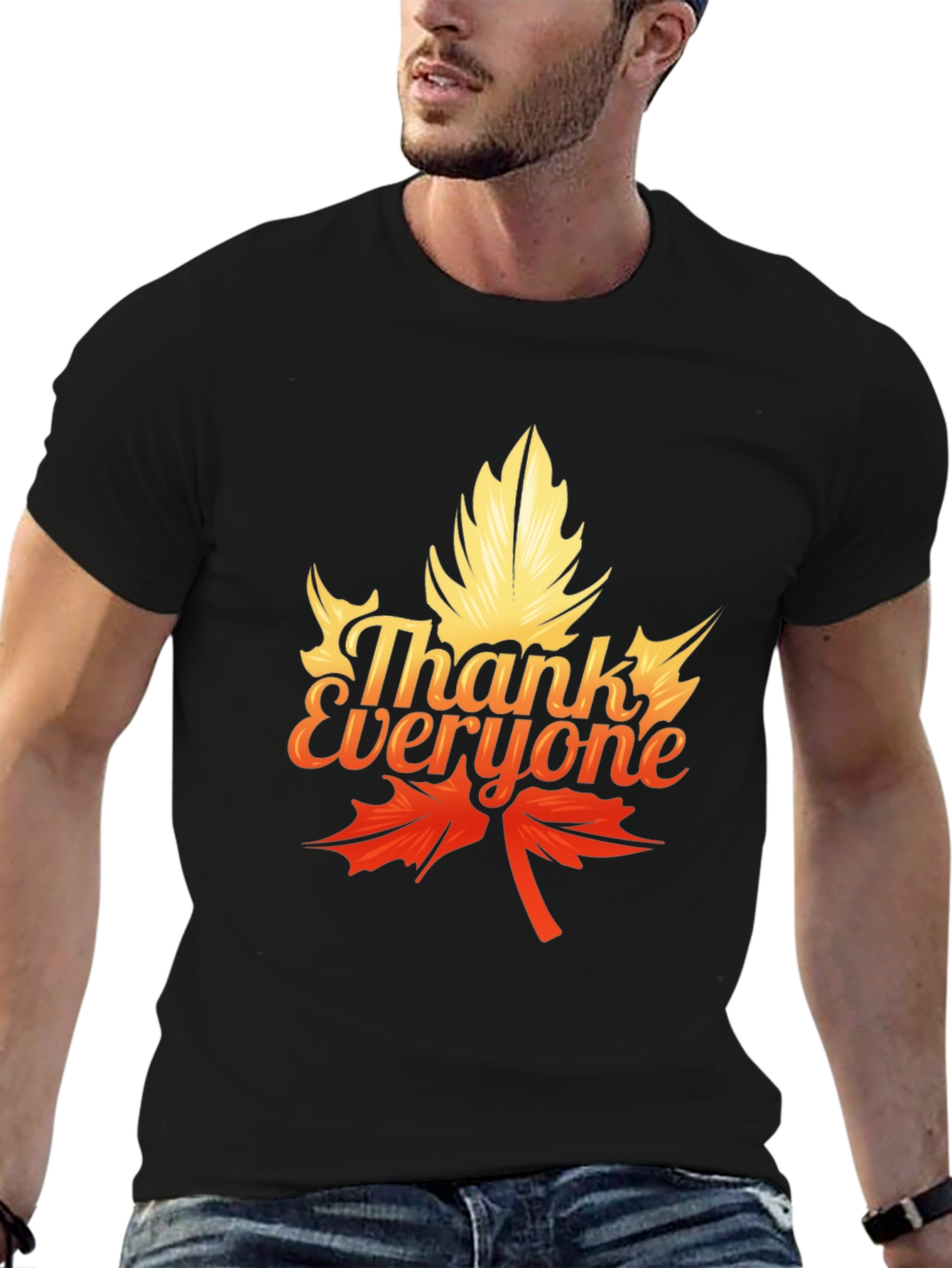 Thank Everyone Maple Leaf Graphic Tee - Black