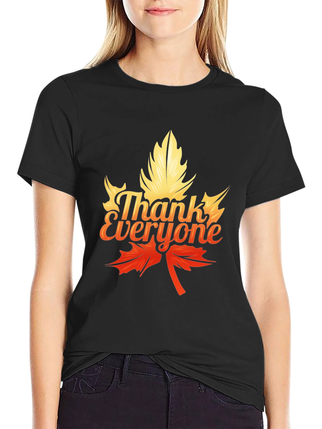 Thank Everyone Maple Leaf Graphic Tee - Black
