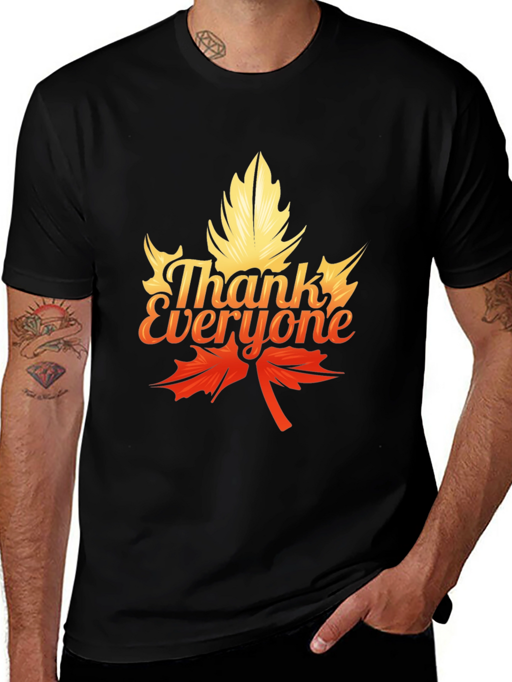 Thank Everyone Maple Leaf Graphic Tee - Black