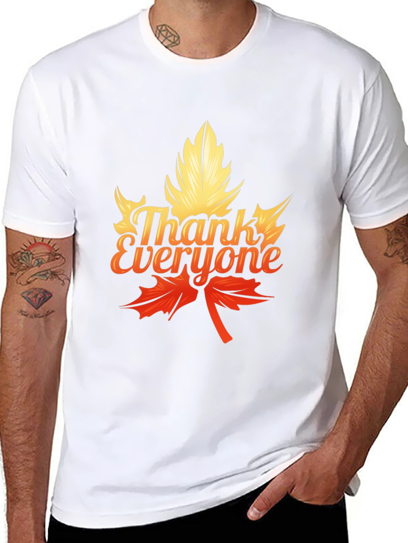 Thank Everyone Maple Leaf Graphic Tee - Black