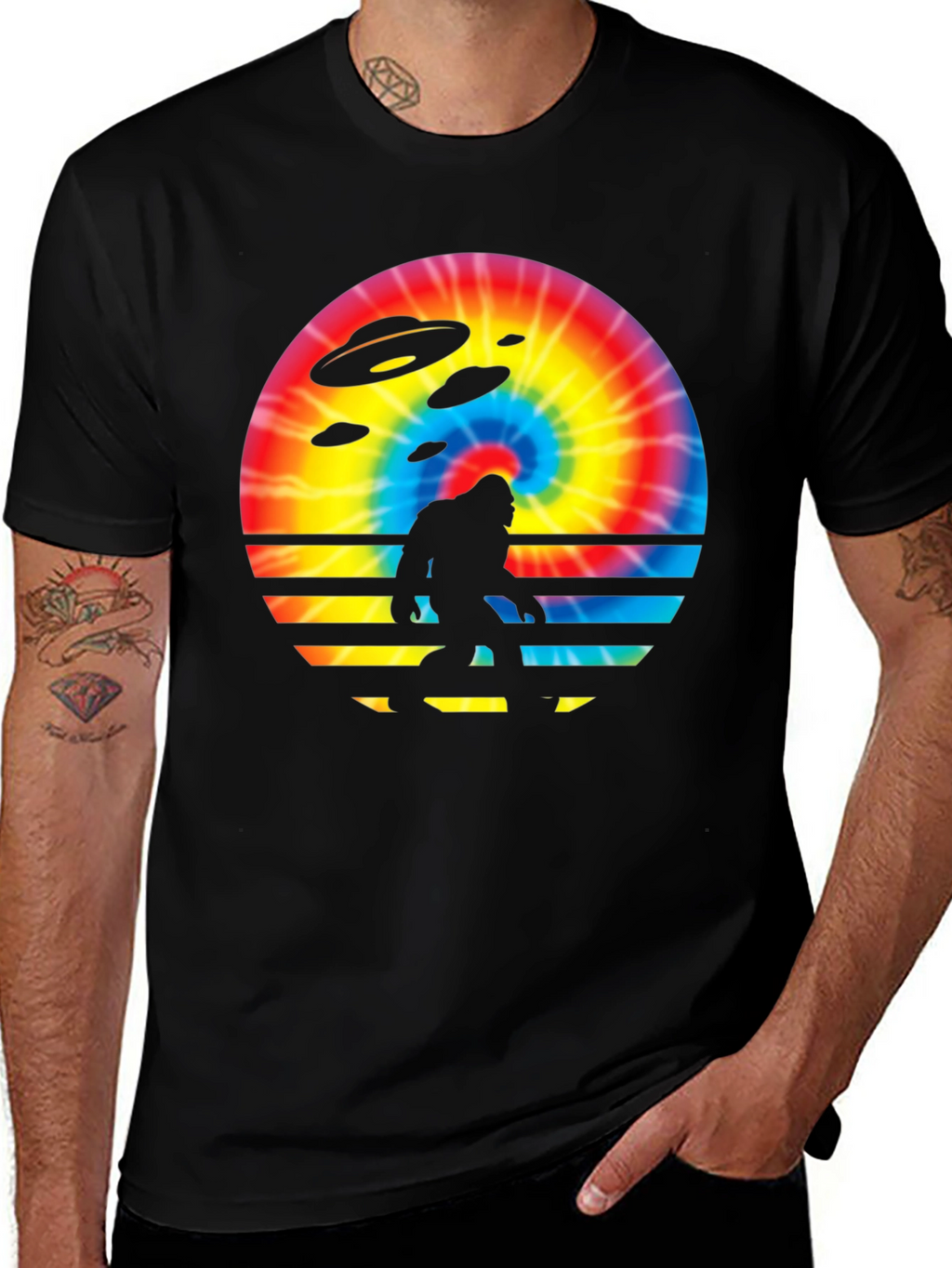 Bigfoot UFO Tie-Dye Graphic Tee