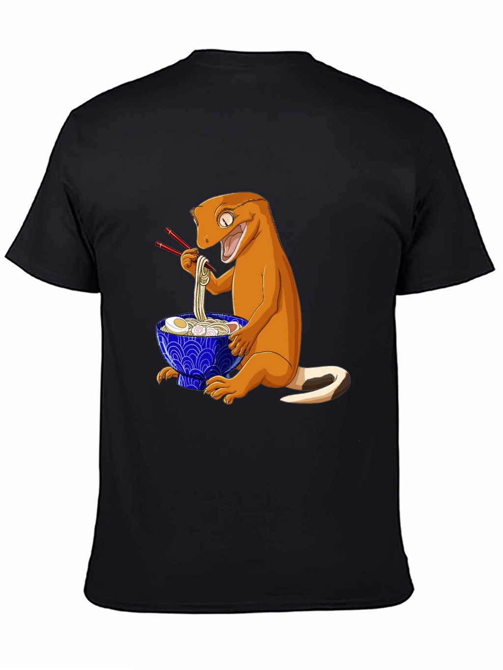 Gecko Ramen T-Shirt: Cute Cartoon Lizard Eating Noodles