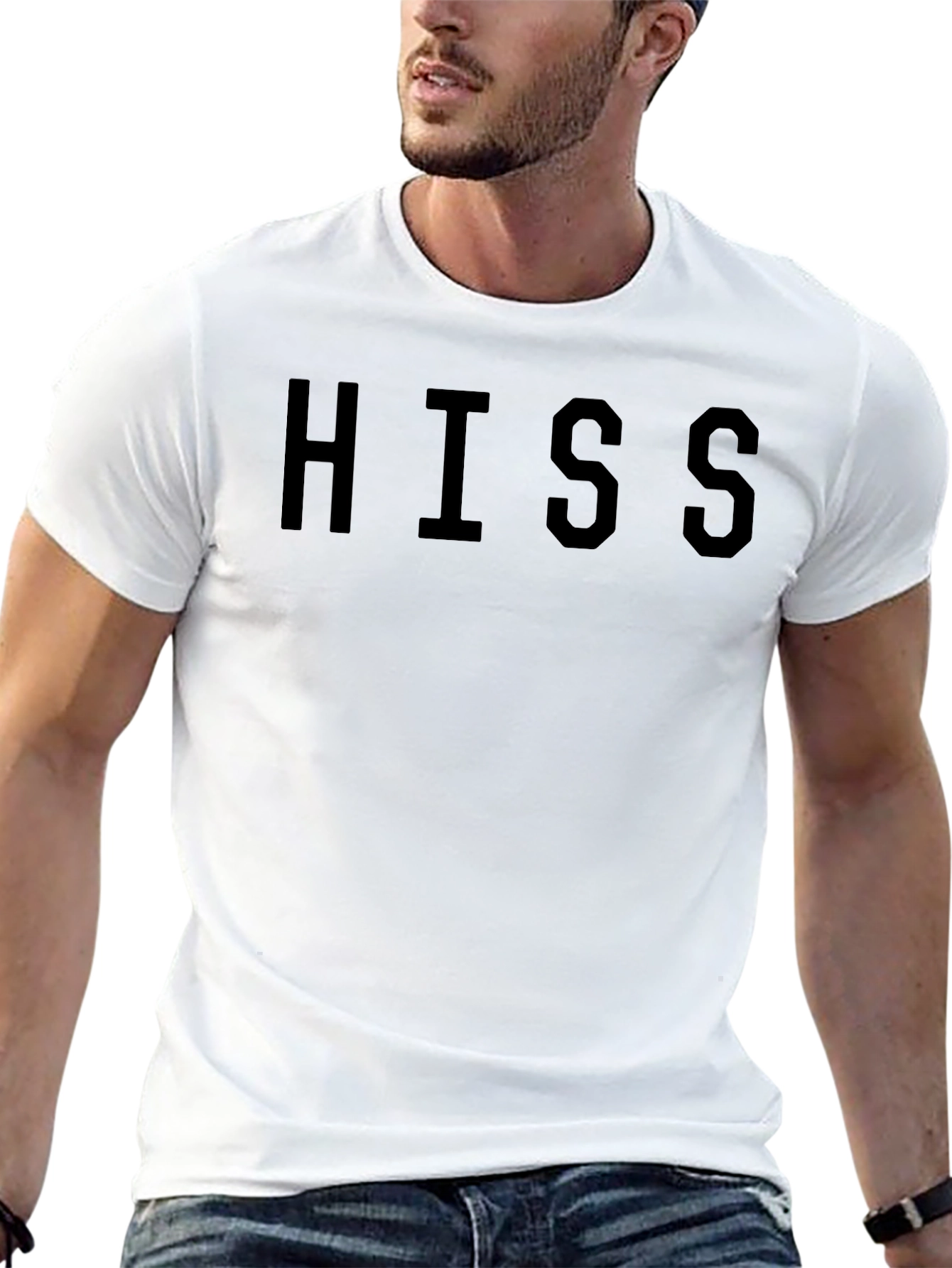 Mens Black HISS Graphic Crew Neck T-Shirt