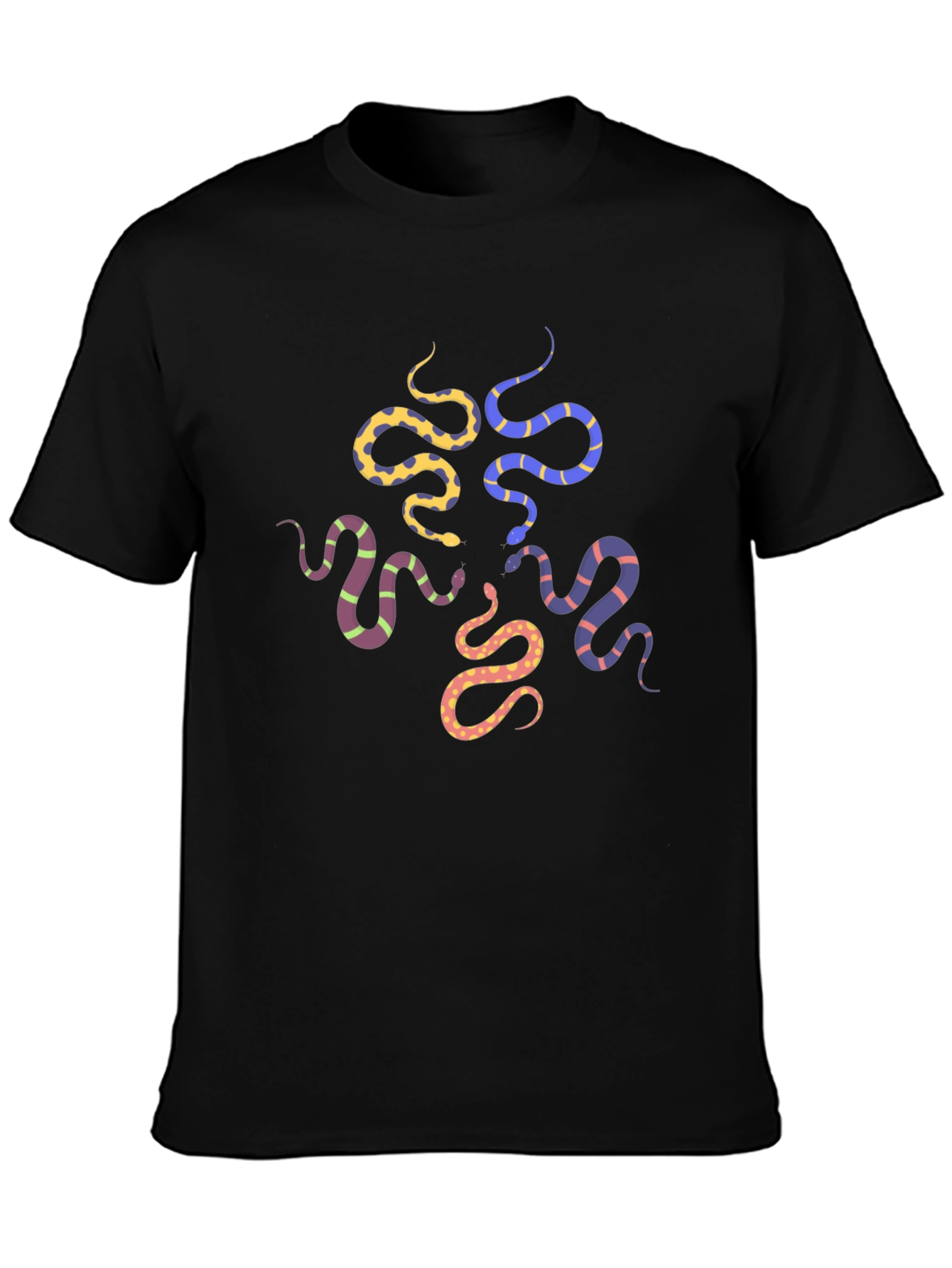 Snakes Graphic Print T-Shirt - Black