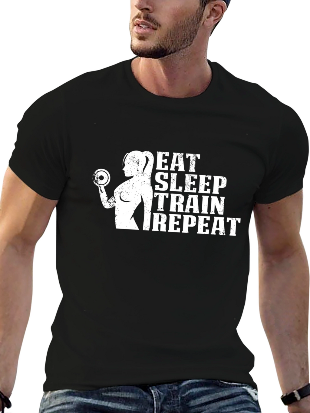 Eat Sleep Train Repeat Fitness T-Shirt