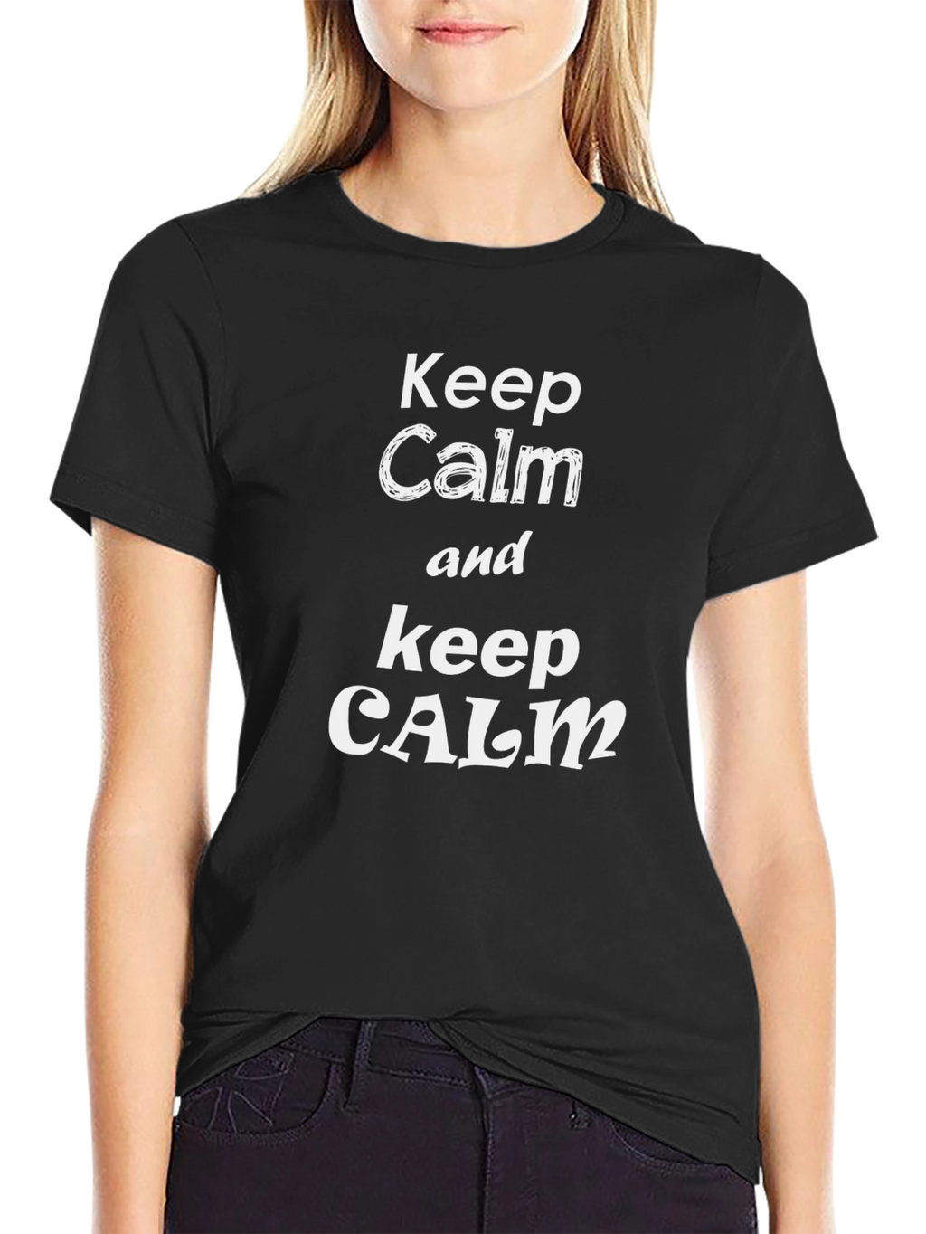Keep Calm Graphic Tee - Black Cotton Casual T-Shirt