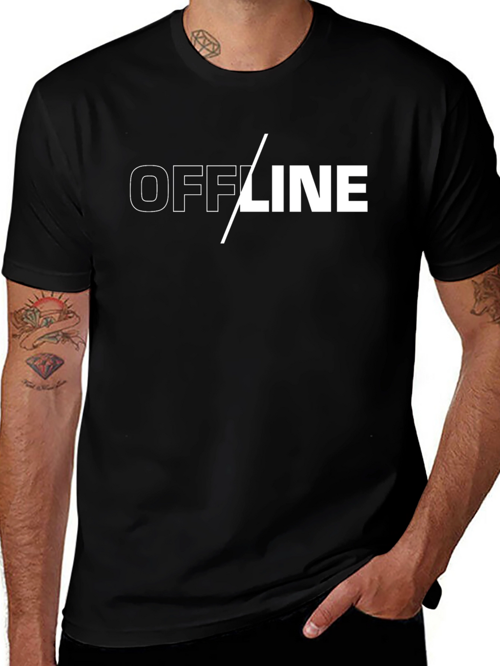 Offline Mode Black T-Shirt - Modern Graphic Tee