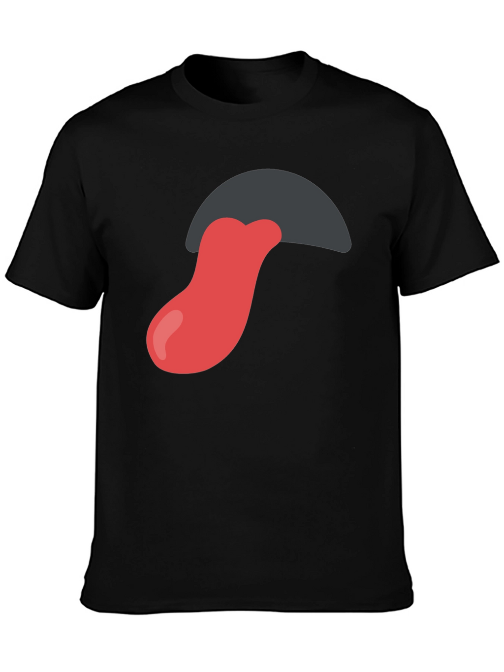 Tongue Out Graphic Tee - Black Cotton Blend Shirt