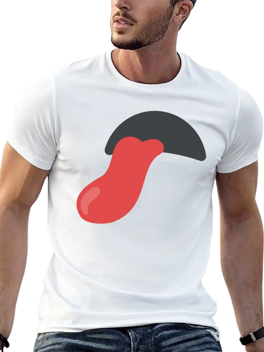 Tongue Out Graphic Tee - Black Cotton Blend Shirt