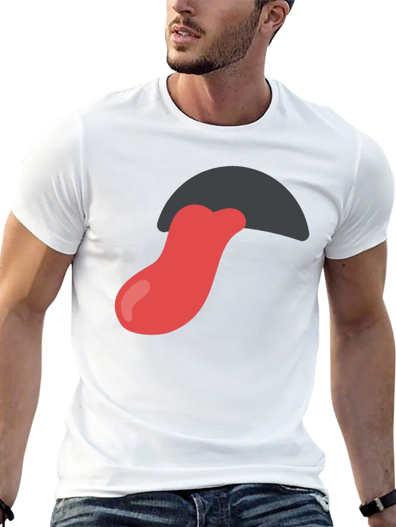Tongue Out Graphic Tee - Black Cotton Blend Shirt