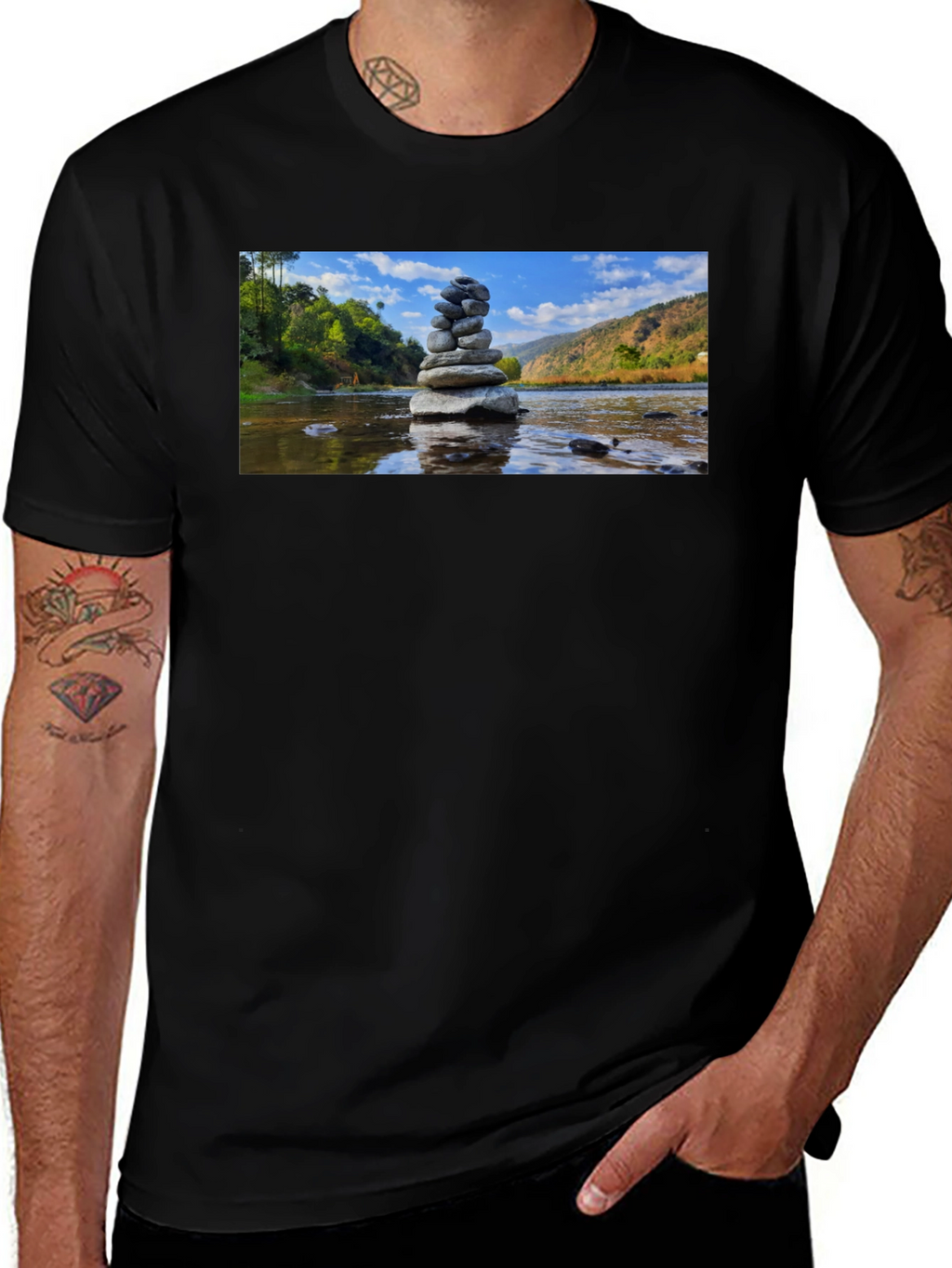 Stacked Stone T-Shirt - Zen River Design