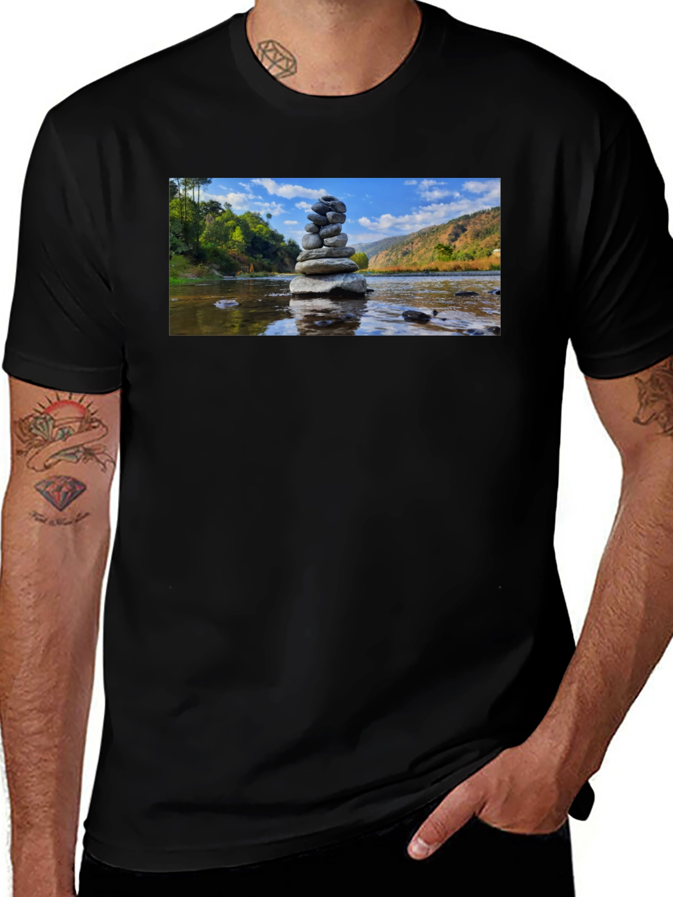 Stacked Stone T-Shirt - Zen River Design