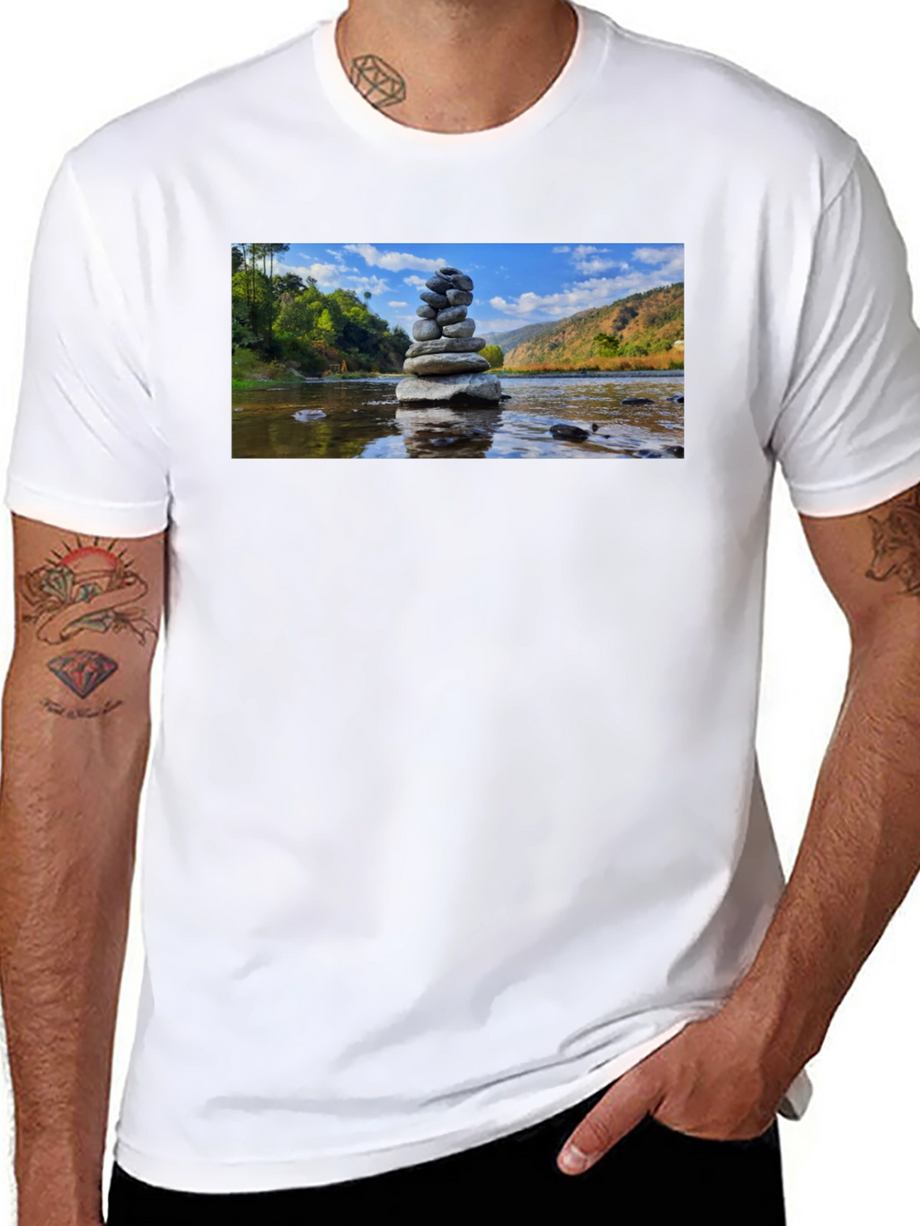 Stacked Stone T-Shirt - Zen River Design