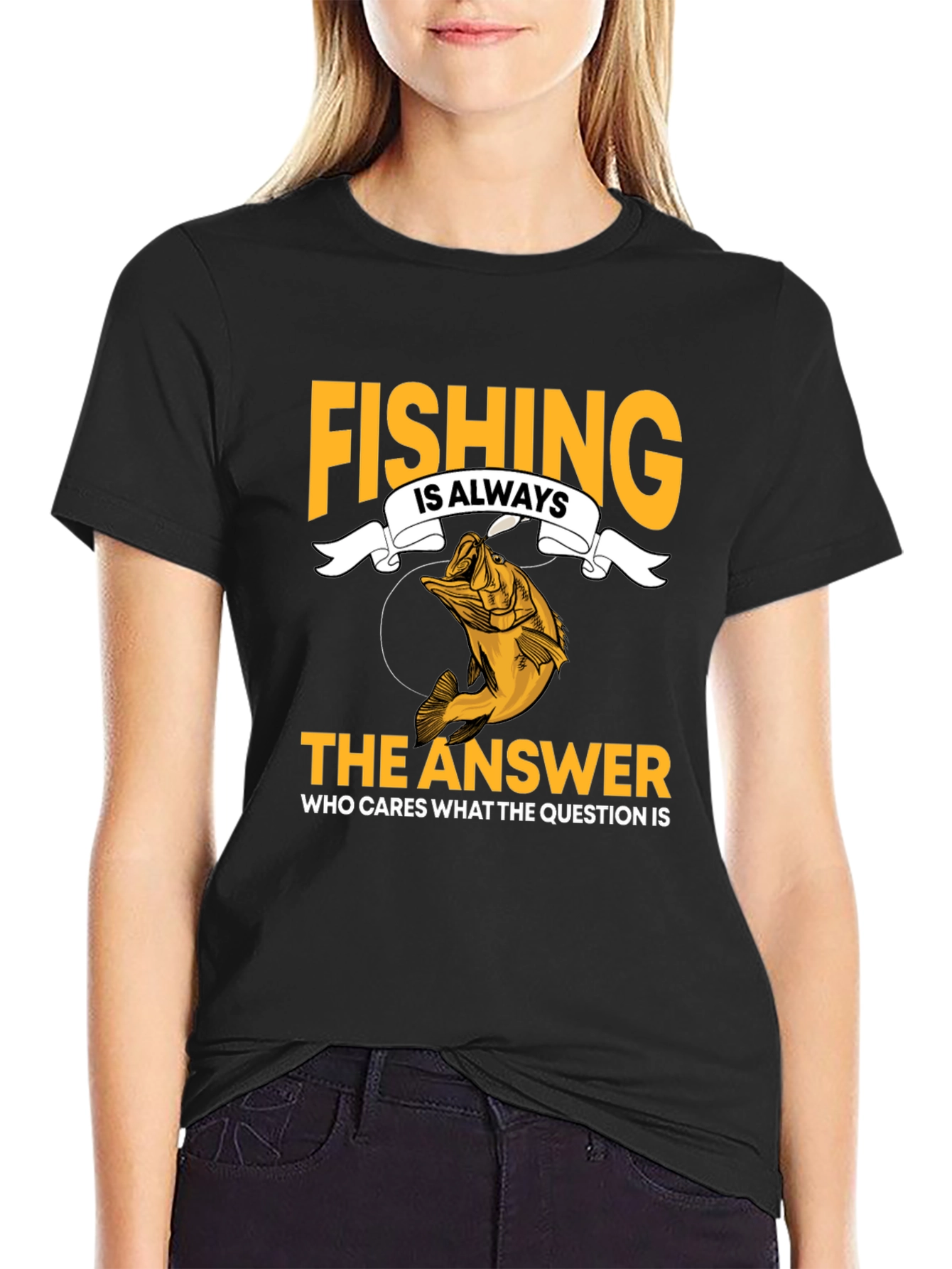 Fishing Is Always The Answer Black T-Shirt