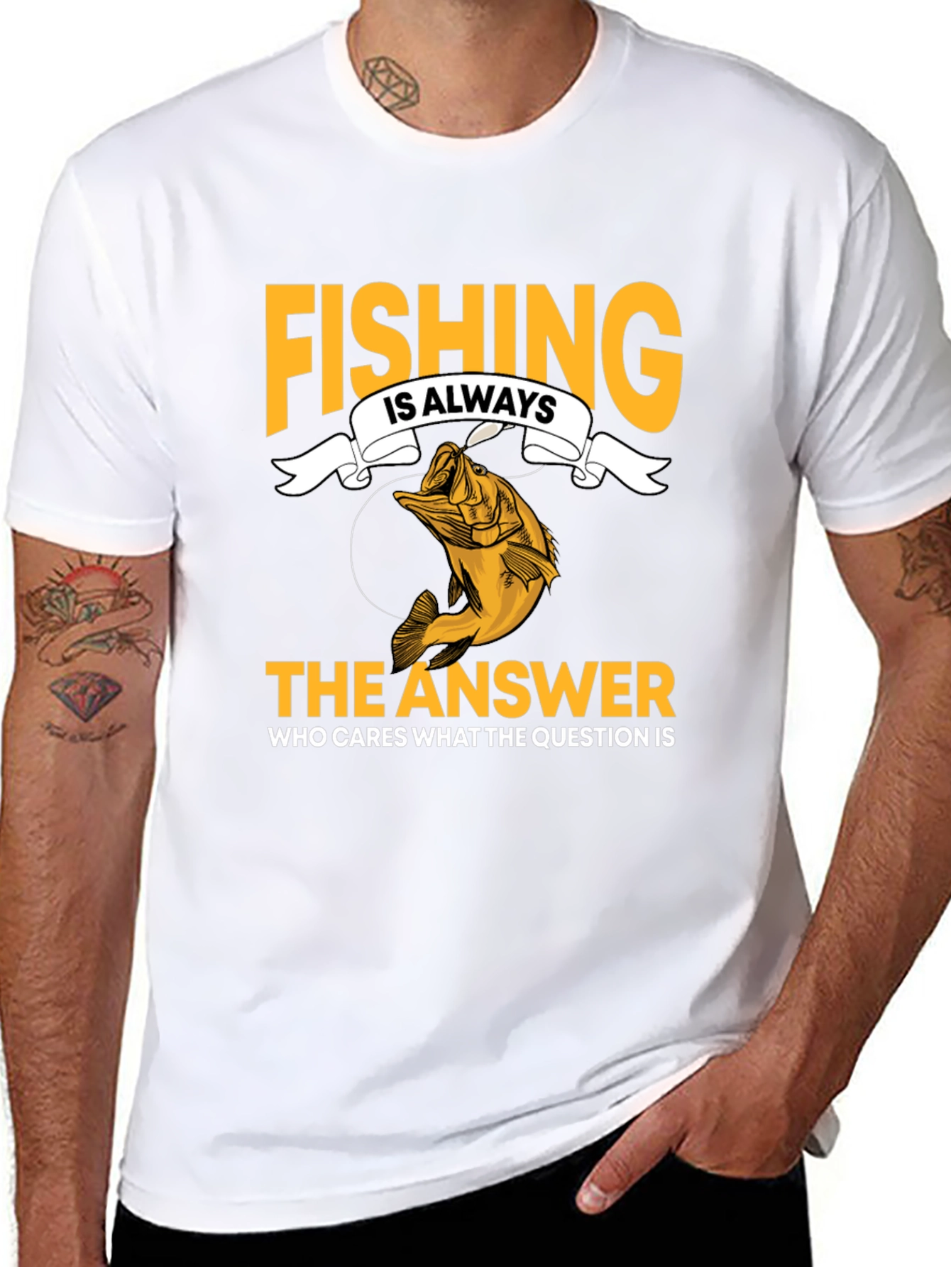 Fishing Is Always The Answer Black T-Shirt