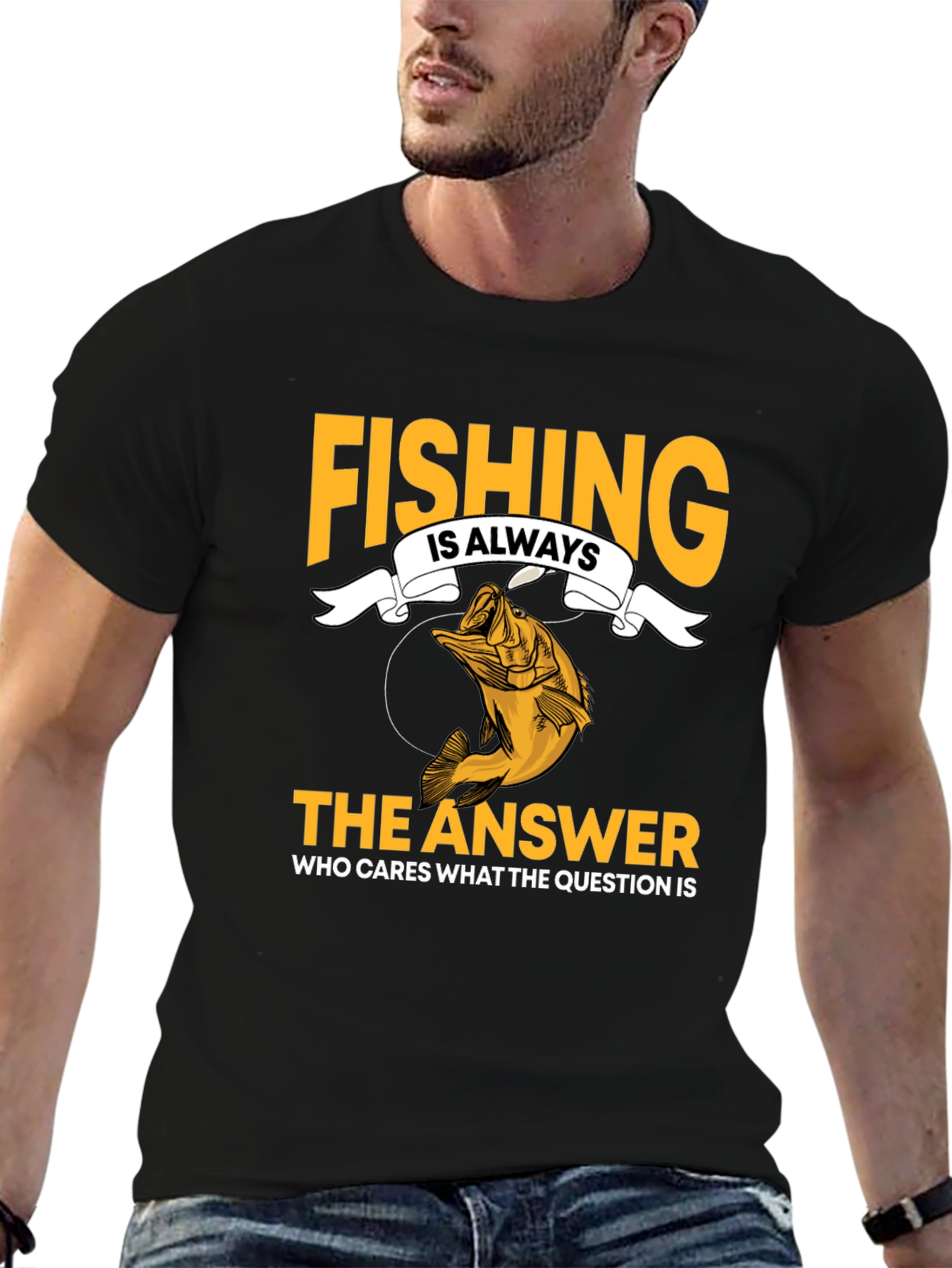 Fishing Is Always The Answer Black T-Shirt