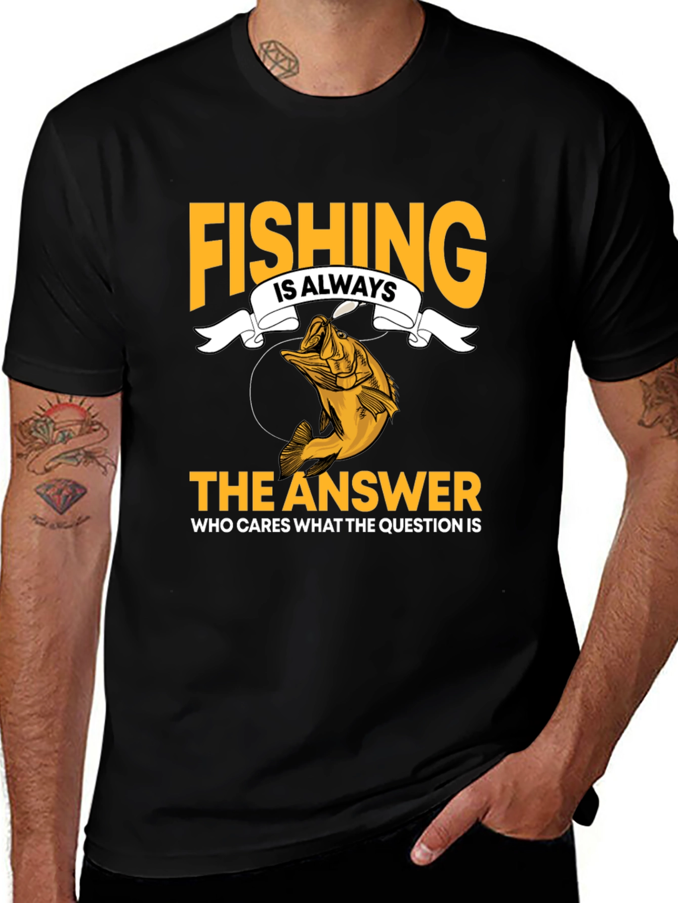 Fishing Is Always The Answer Black T-Shirt