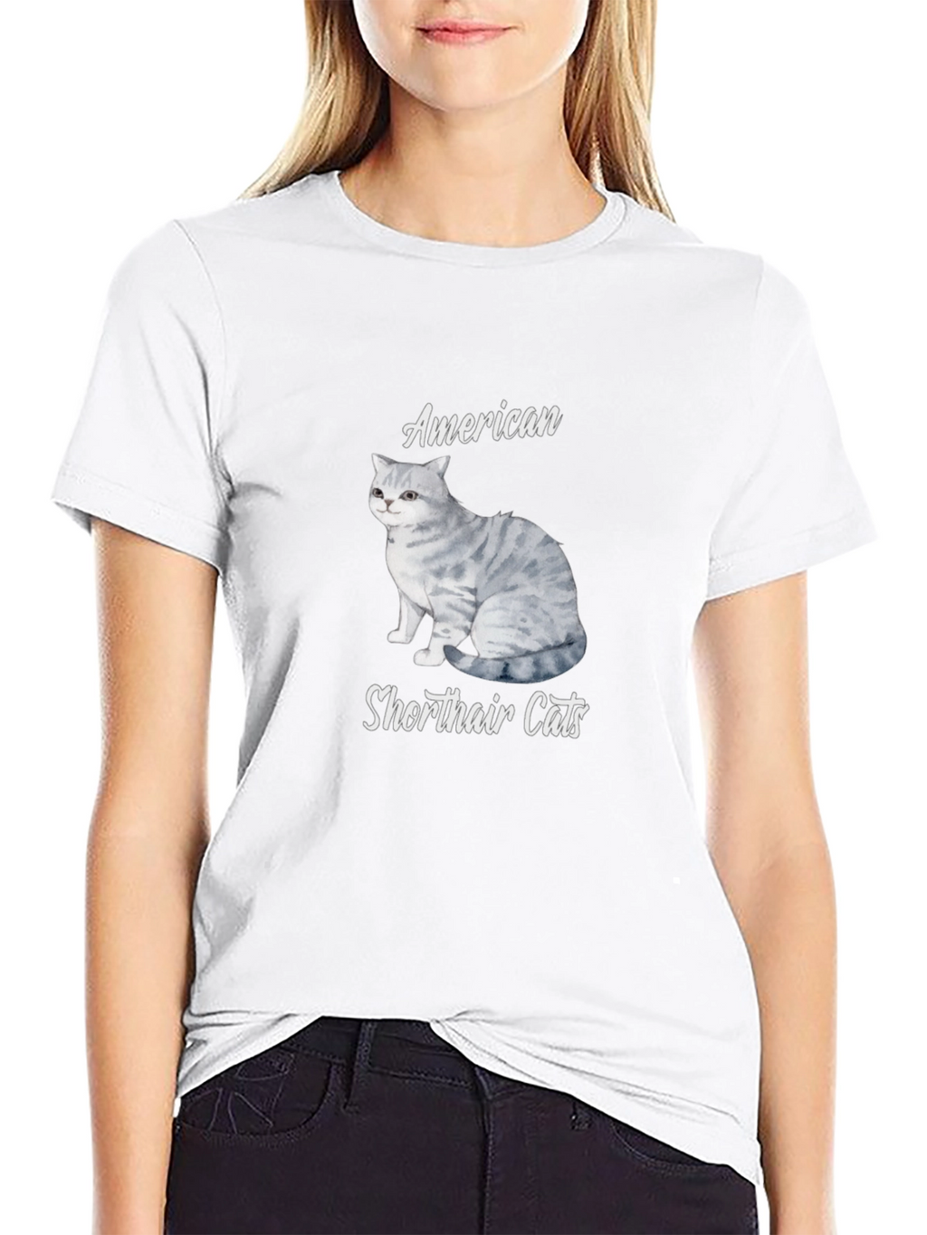 American Shorthair Cat T-Shirt - Unisex Black Tee