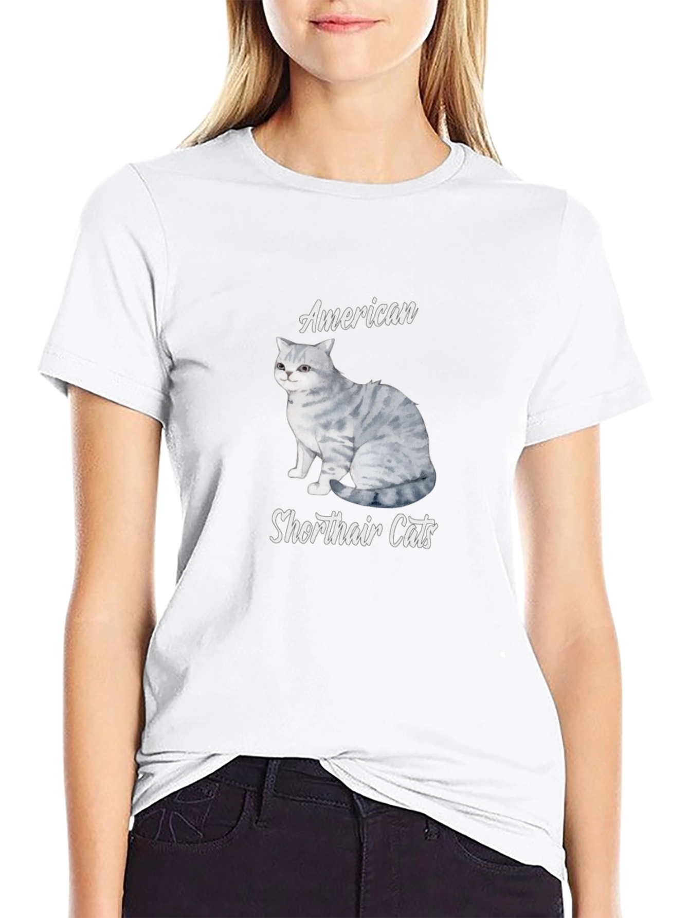 American Shorthair Cat T-Shirt - Unisex Black Tee