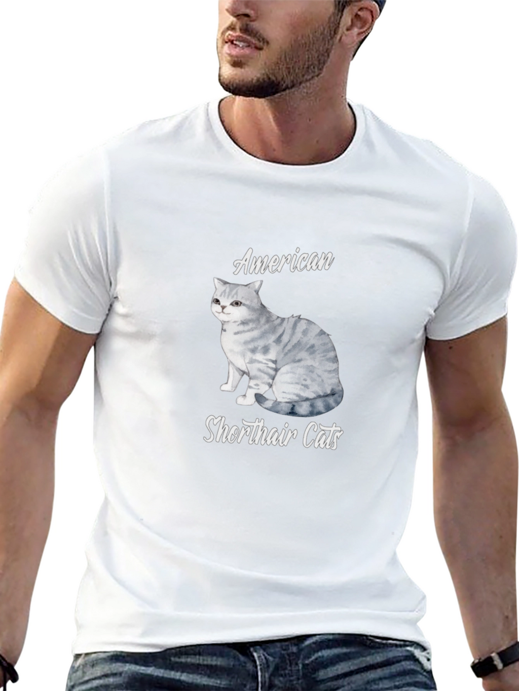American Shorthair Cat T-Shirt - Unisex Black Tee