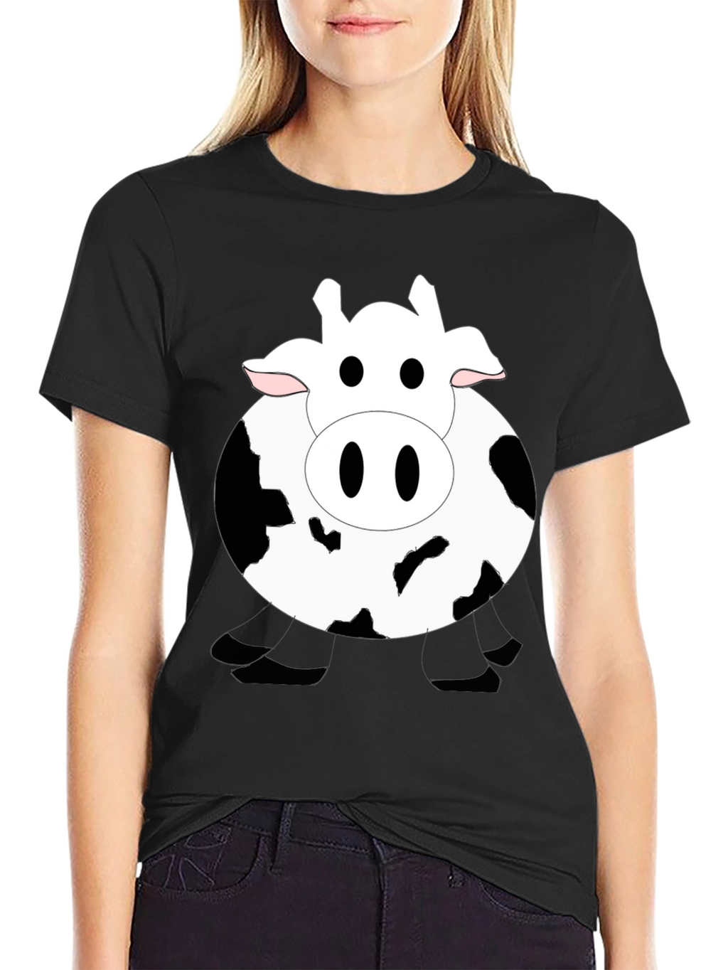 Funny Cow Graphic Black T-Shirt