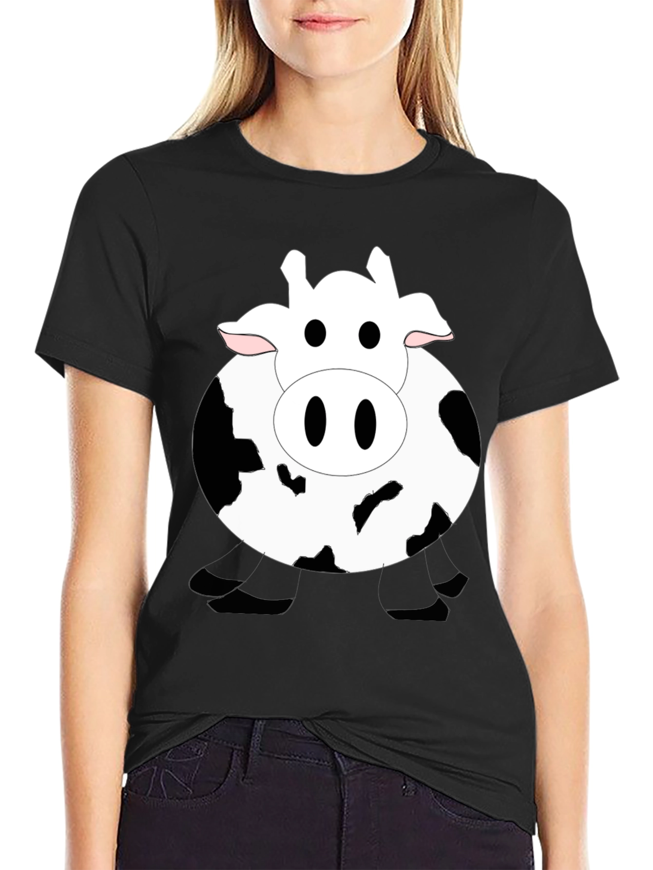 Funny Cow Graphic Black T-Shirt