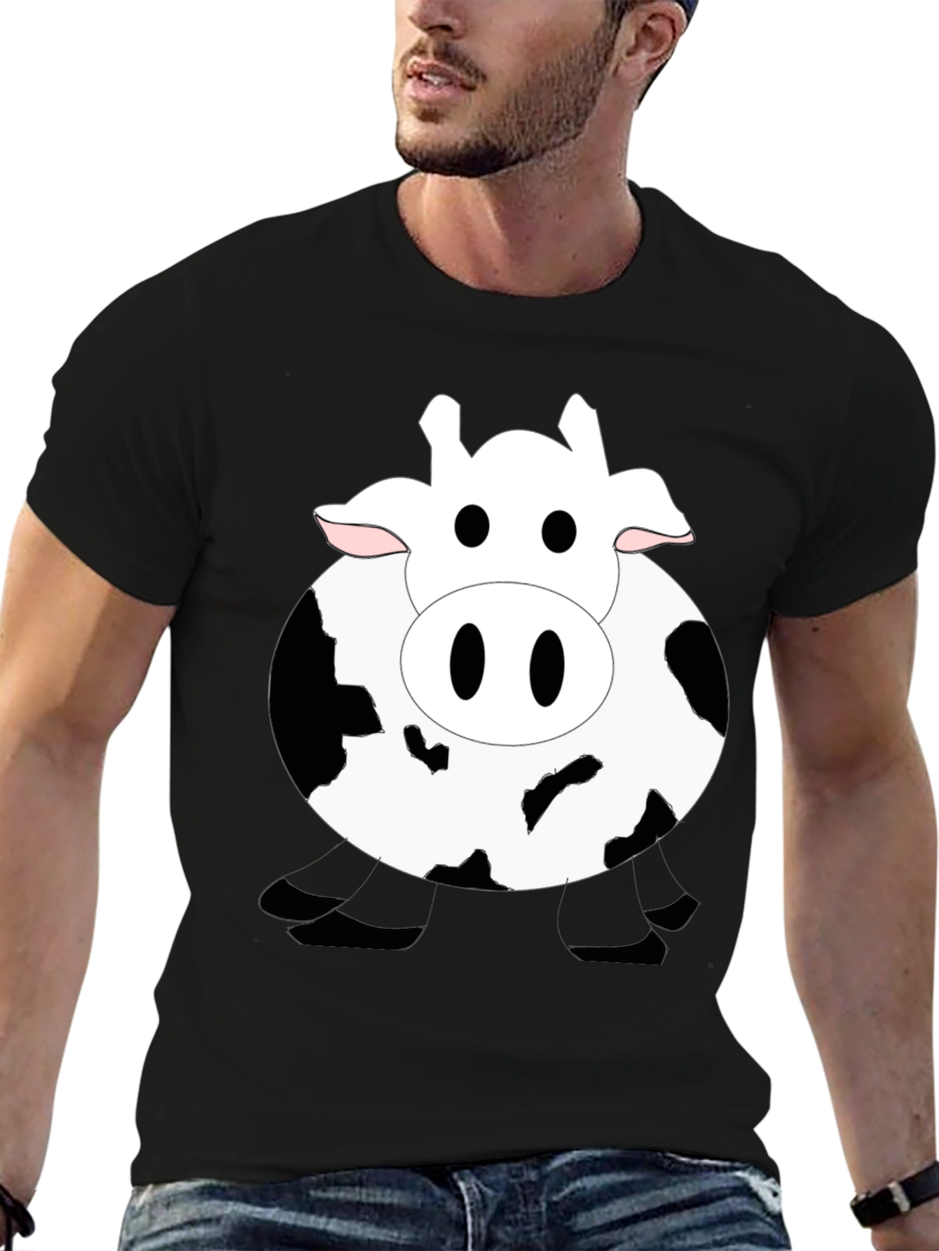 Funny Cow Graphic Black T-Shirt