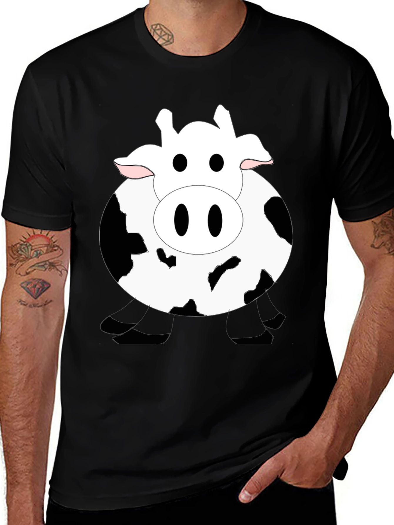 Funny Cow Graphic Black T-Shirt