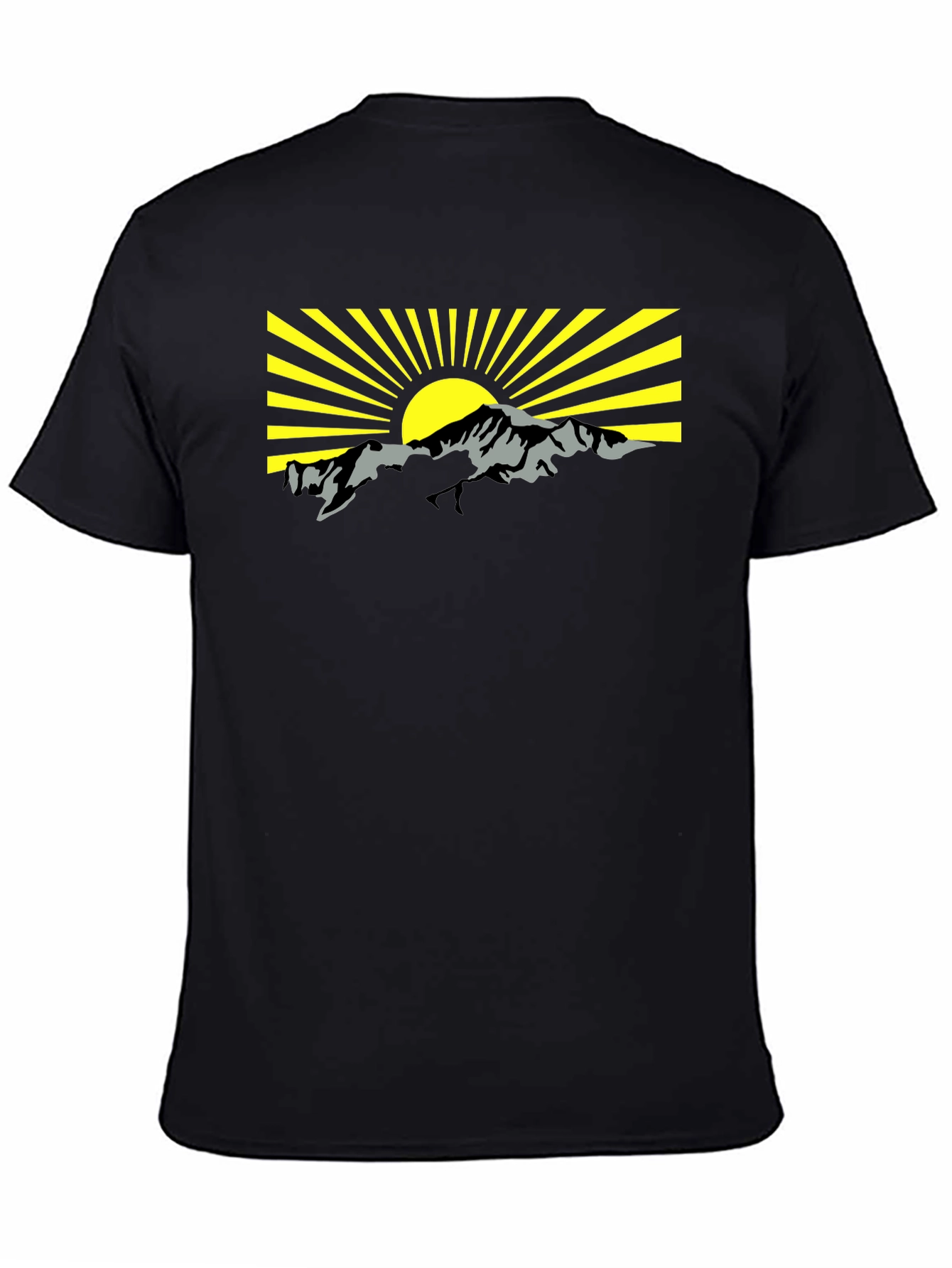 Mountain Sunrise Graphic Tee - Black Cotton T-Shirt