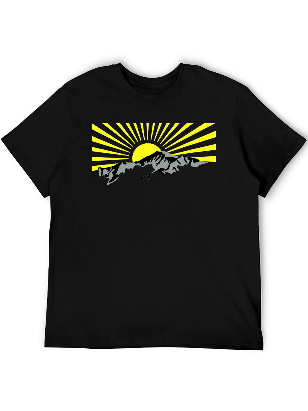 Mountain Sunrise Graphic Tee - Black Cotton T-Shirt