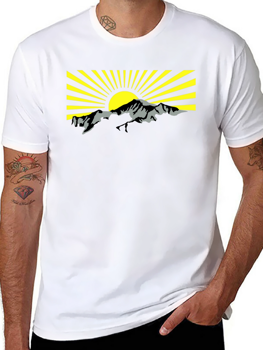 Mountain Sunrise Graphic Tee - Black Cotton T-Shirt