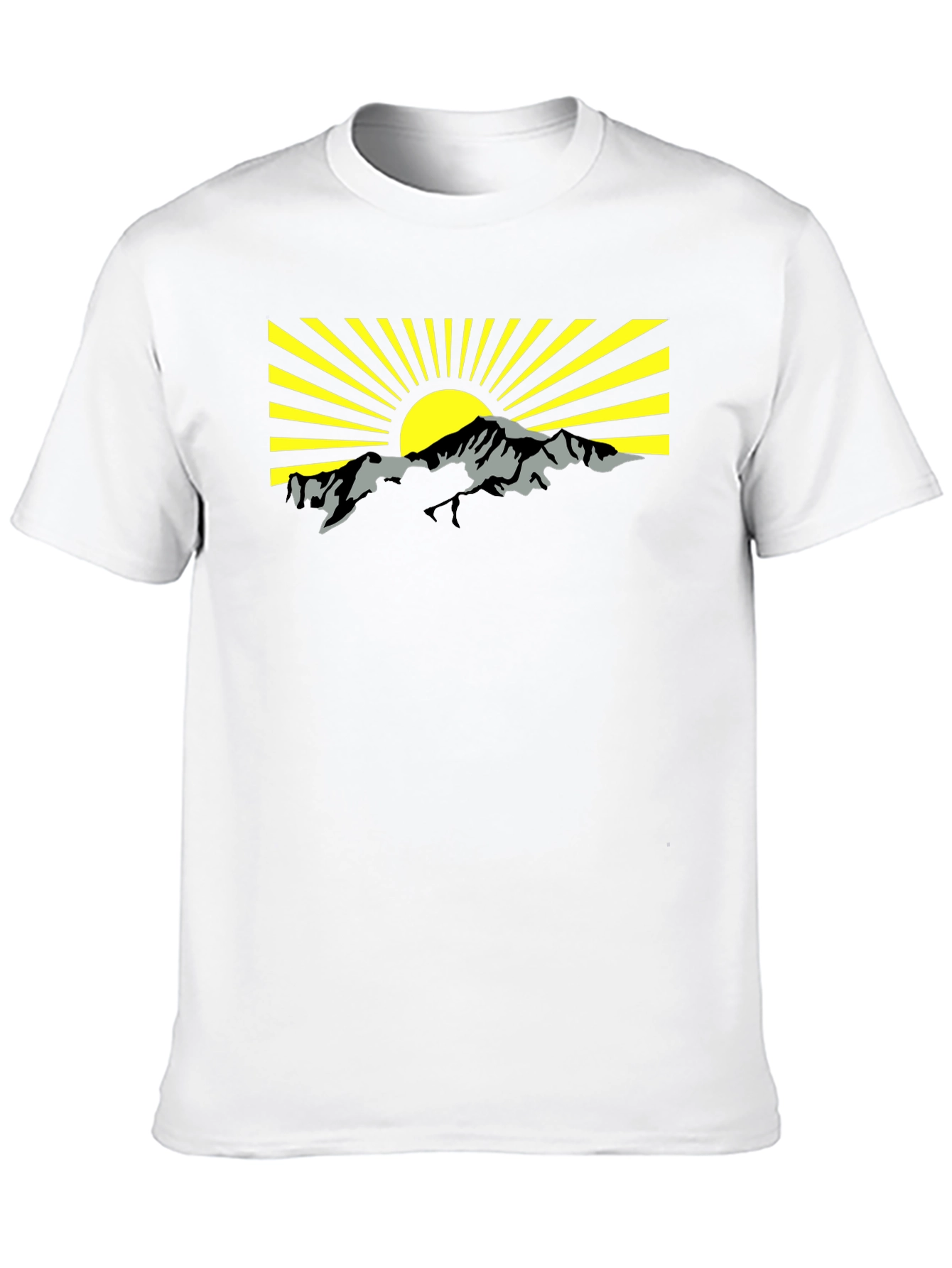 Mountain Sunrise Graphic Tee - Black Cotton T-Shirt