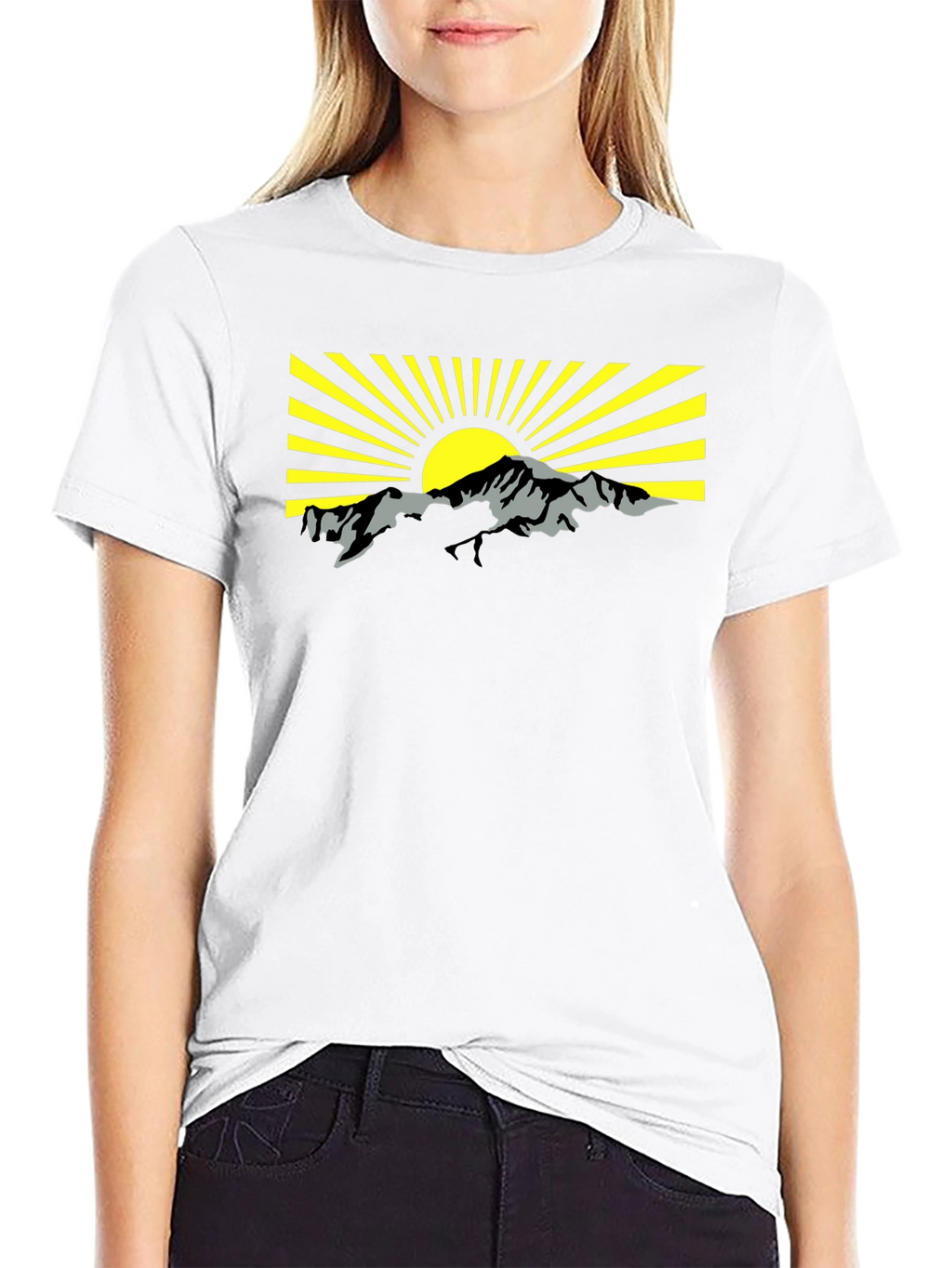 Mountain Sunrise Graphic Tee - Black Cotton T-Shirt