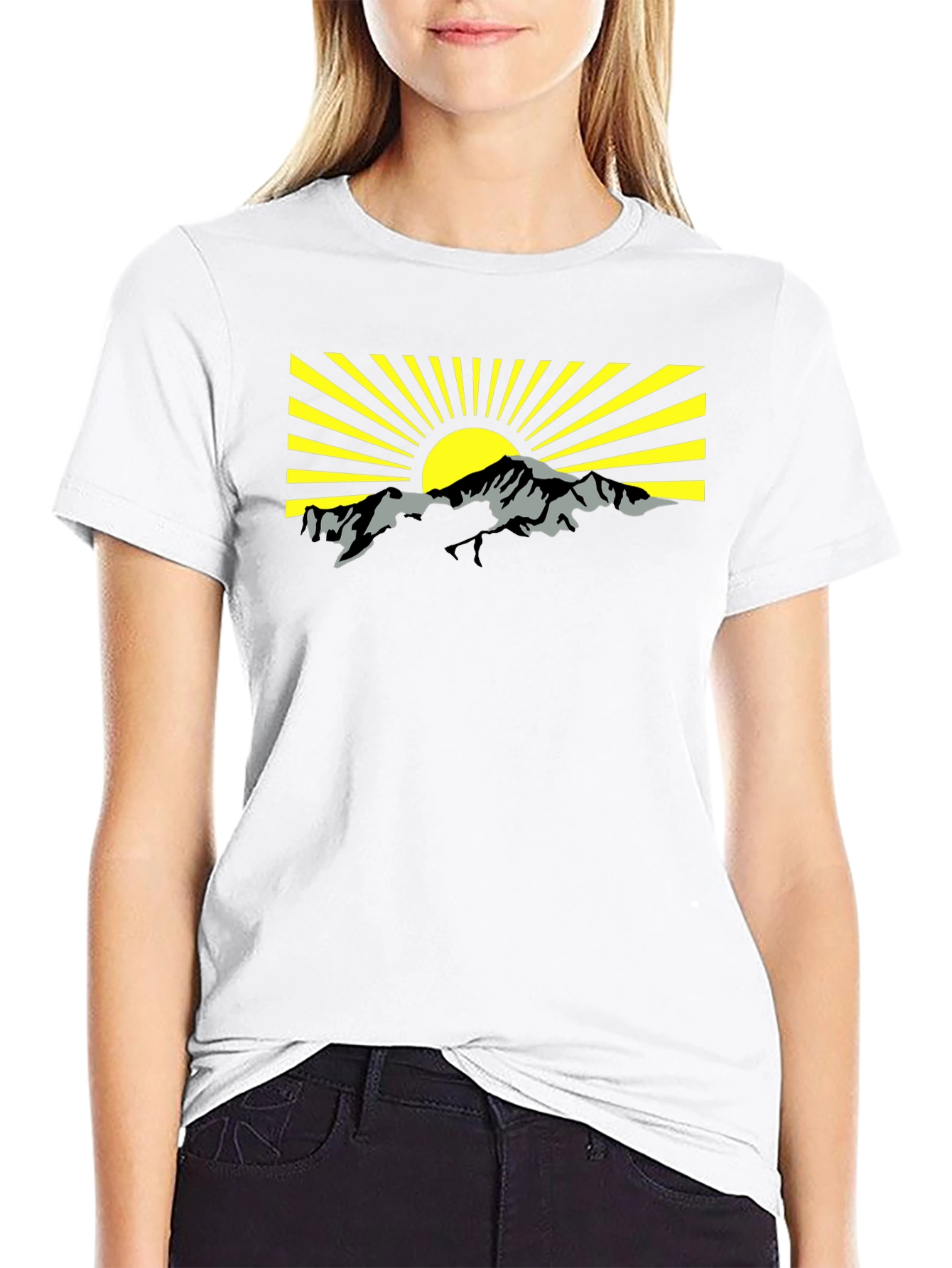 Mountain Sunrise Graphic Tee - Black Cotton T-Shirt
