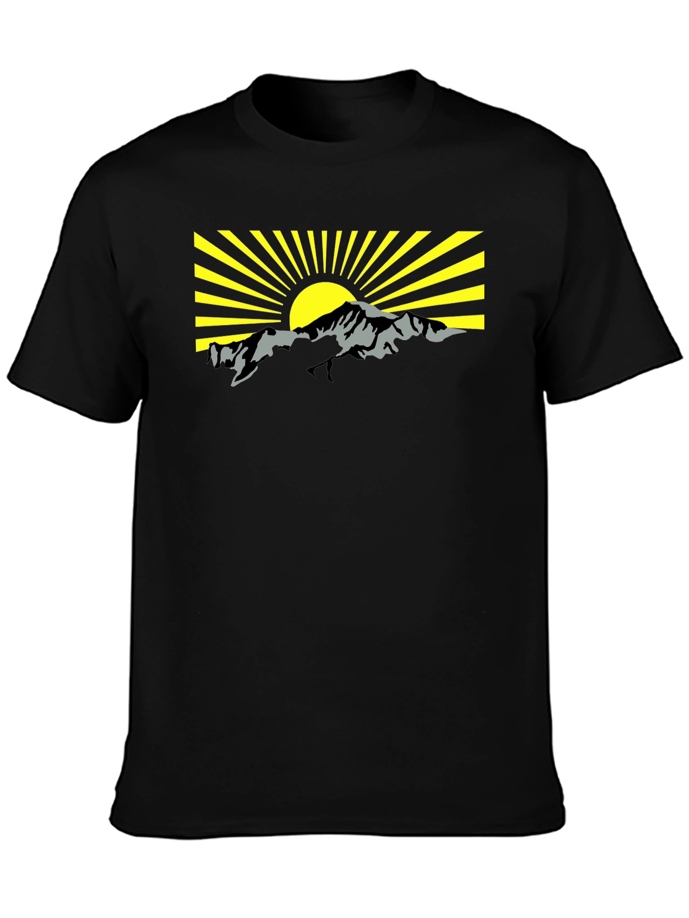 Mountain Sunrise Graphic Tee - Black Cotton T-Shirt