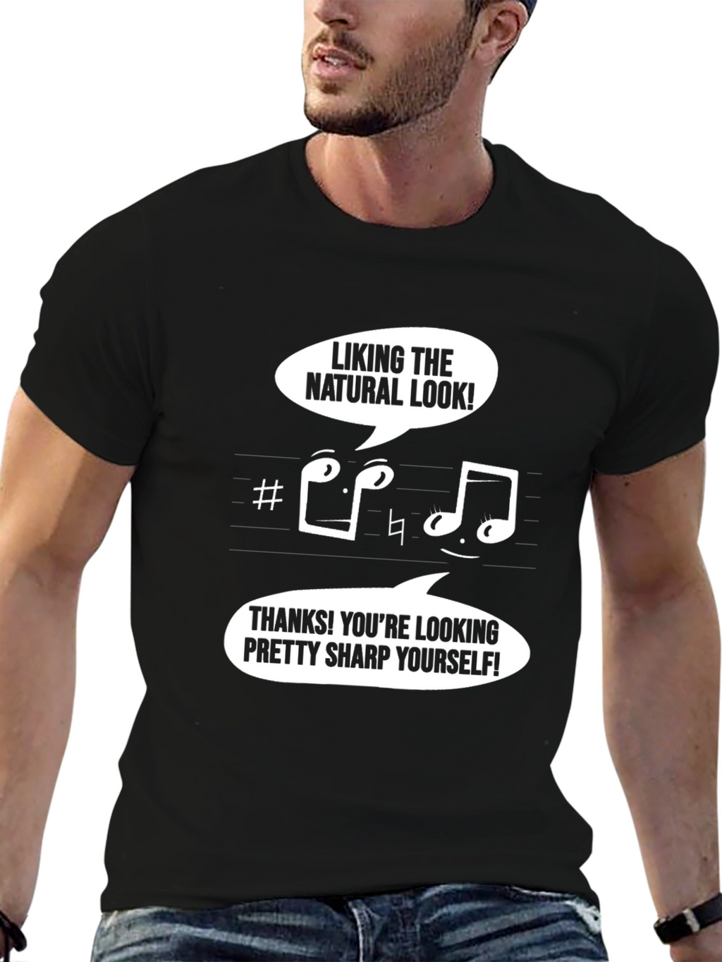 Music Humor T-Shirt - Looking Sharp Pun Design