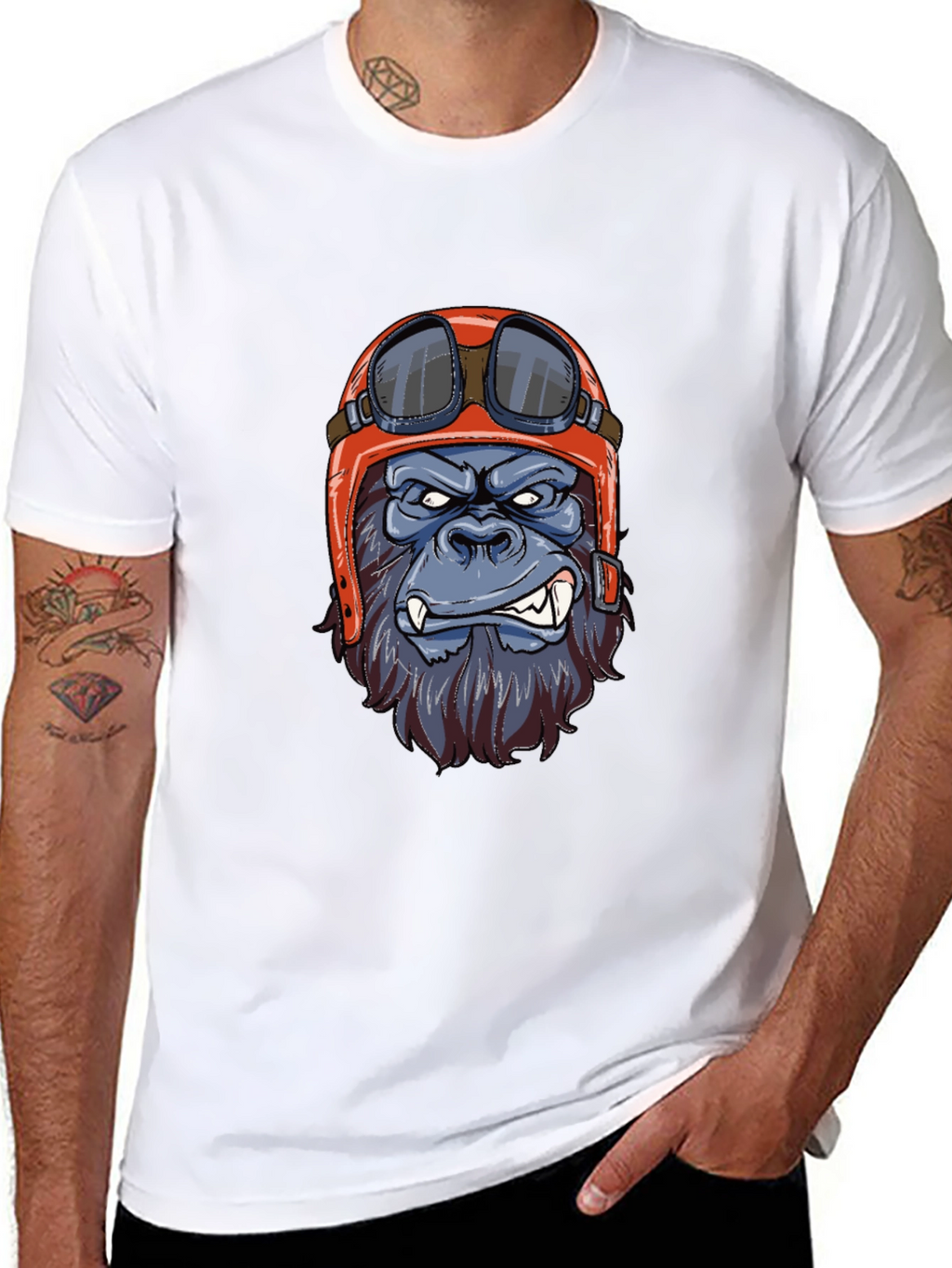 Gorilla Biker T-Shirt - Cool Animal Graphic Tee
