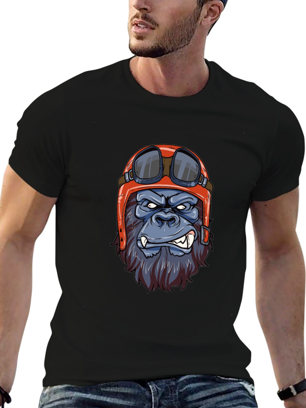 Gorilla Biker T-Shirt - Cool Animal Graphic Tee
