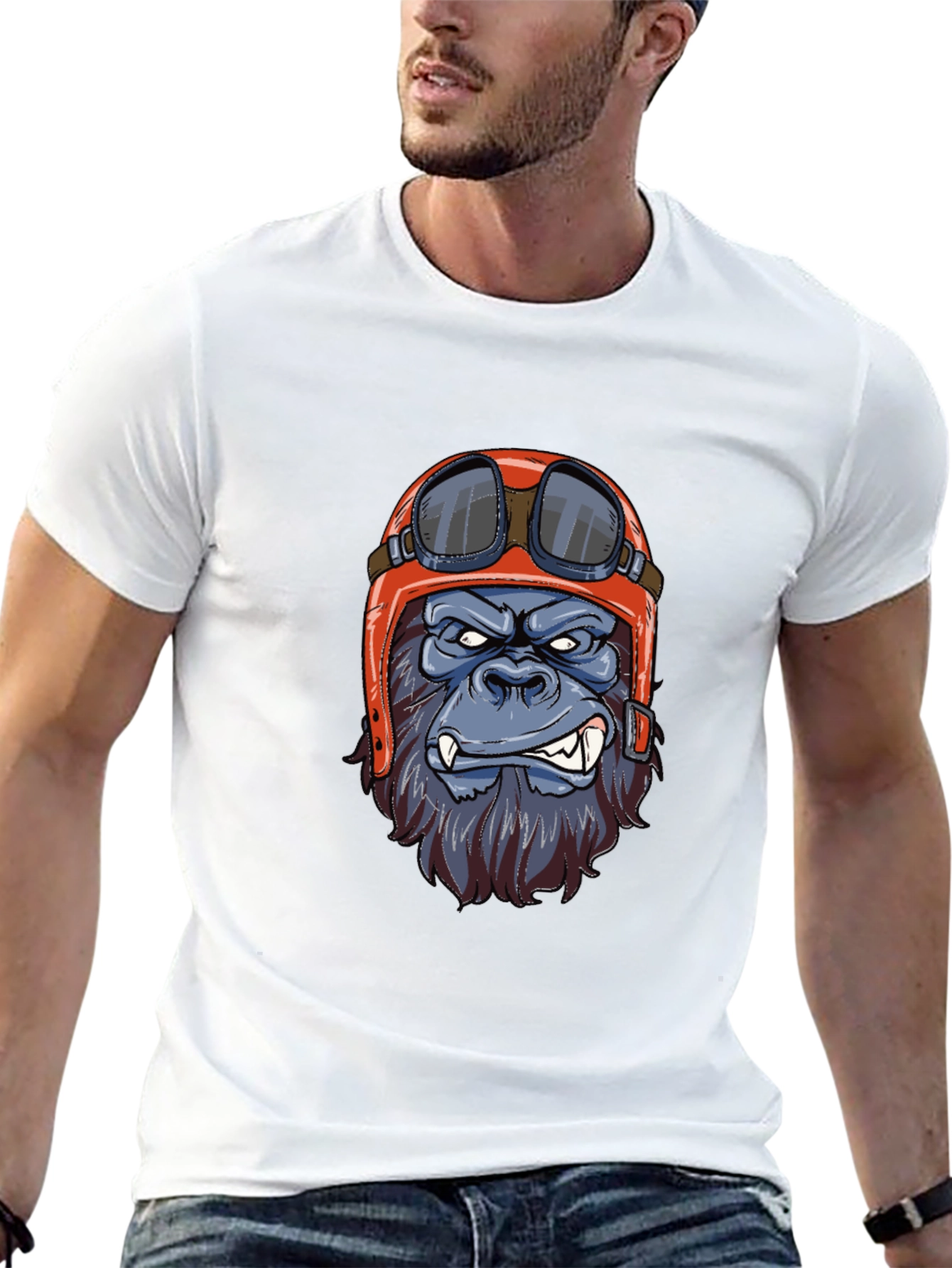 Gorilla Biker T-Shirt - Cool Animal Graphic Tee