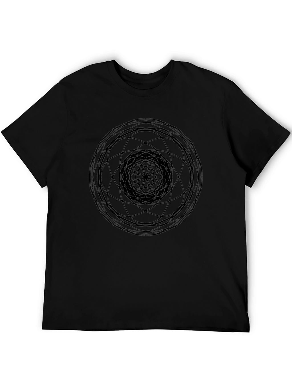 Geometric Circle Graphic Tee - Black Cotton T-Shirt