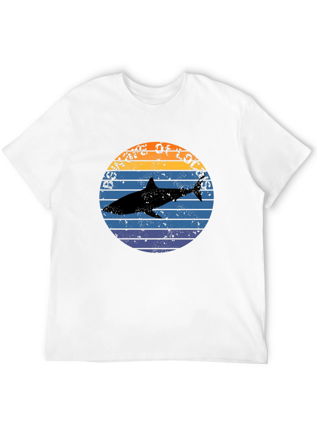 Retro Shark Sunset Graphic Tee - Black