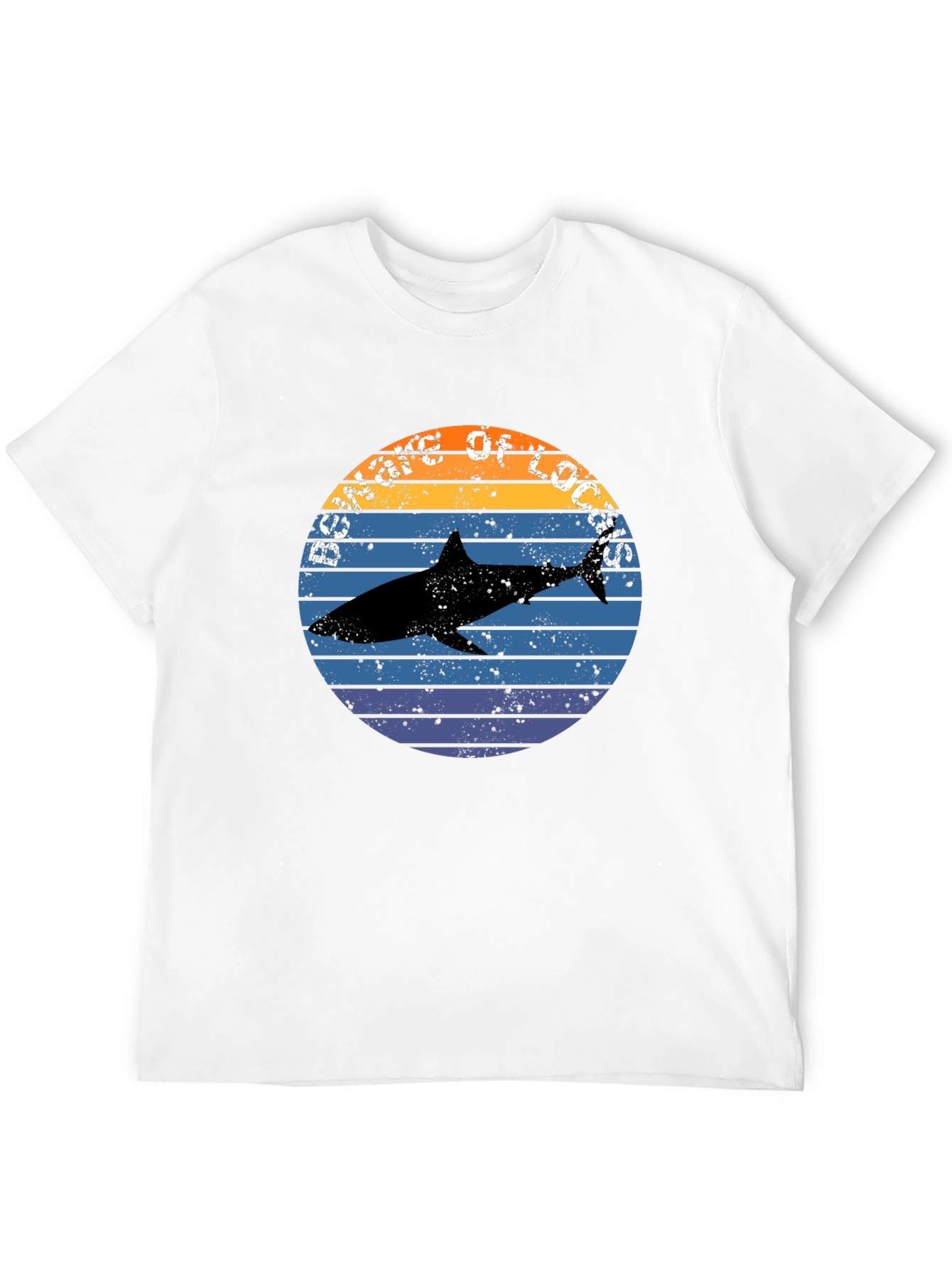 Retro Shark Sunset Graphic Tee - Black