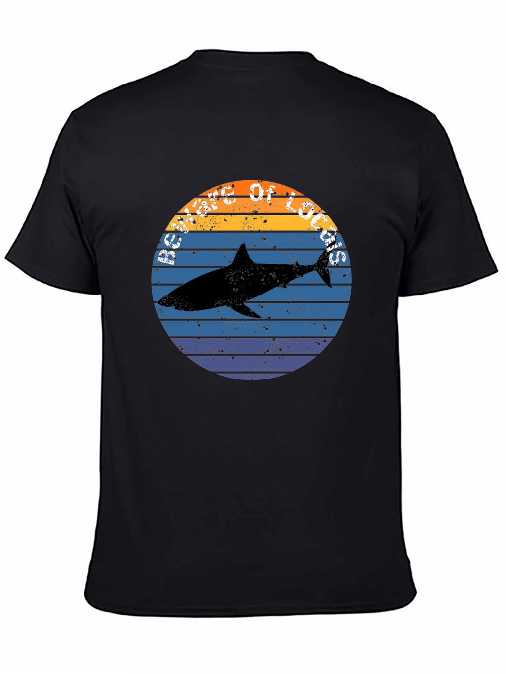 Retro Shark Sunset Graphic Tee - Black