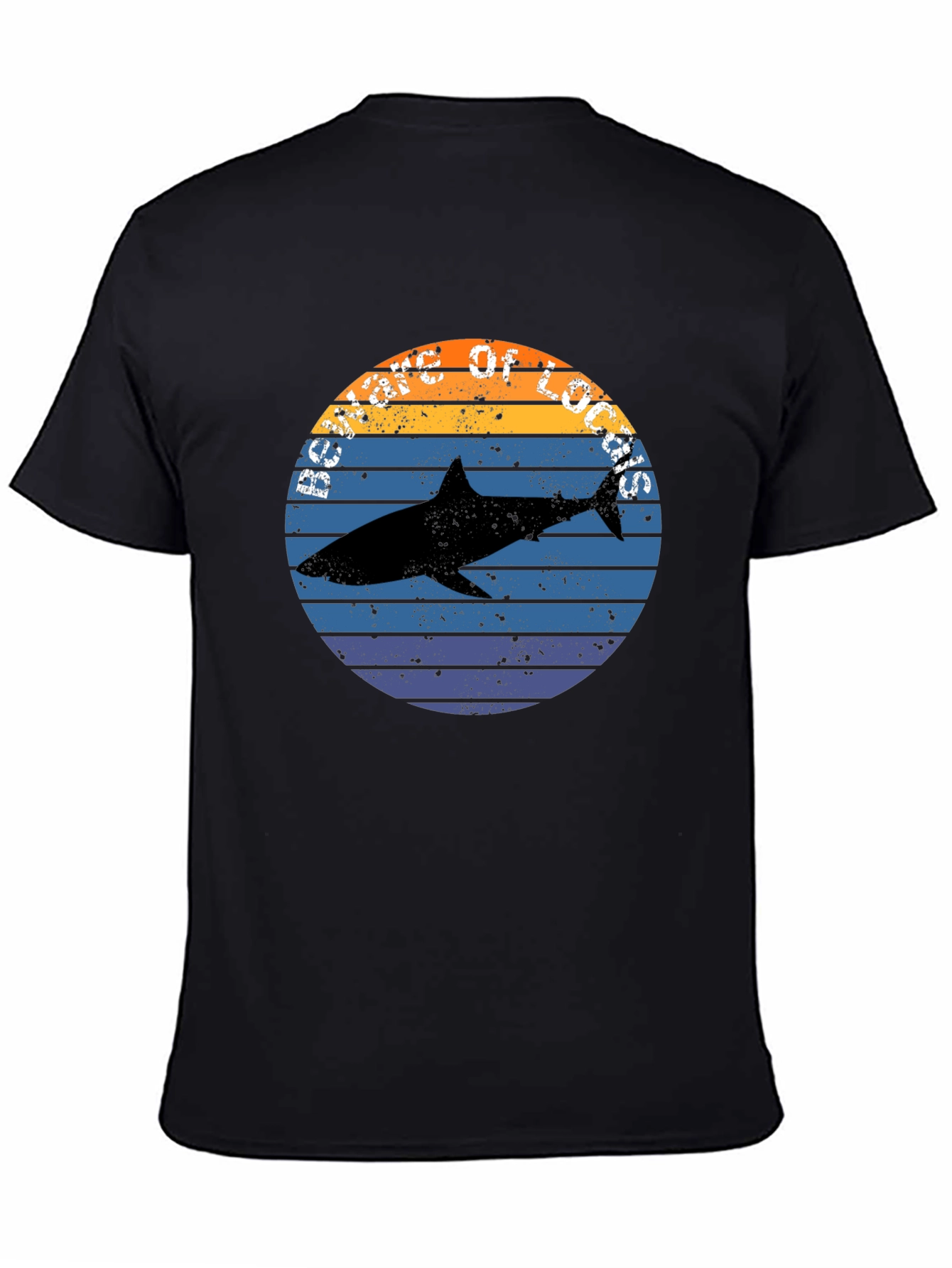 Retro Shark Sunset Graphic Tee - Black