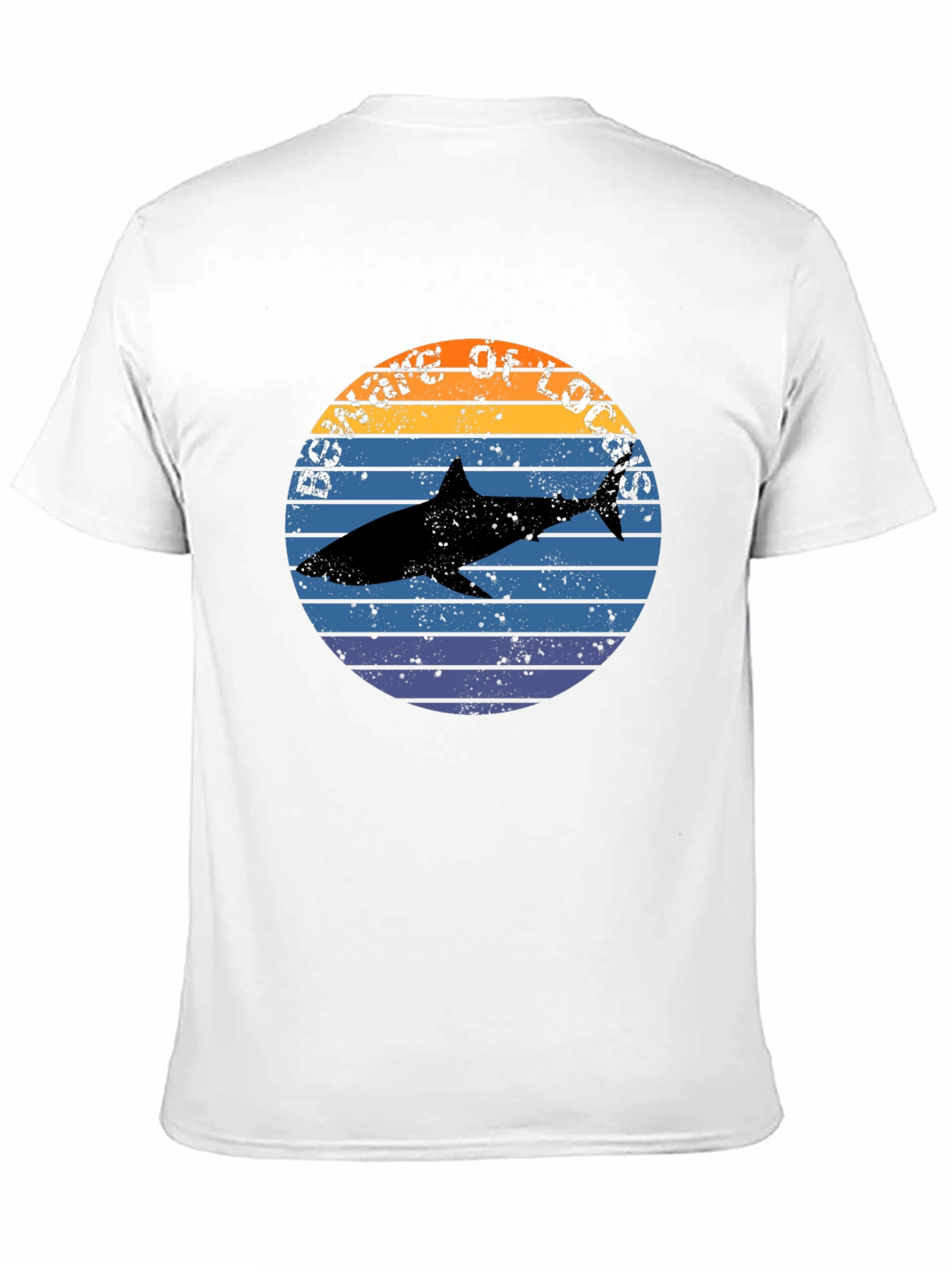 Retro Shark Sunset Graphic Tee - Black