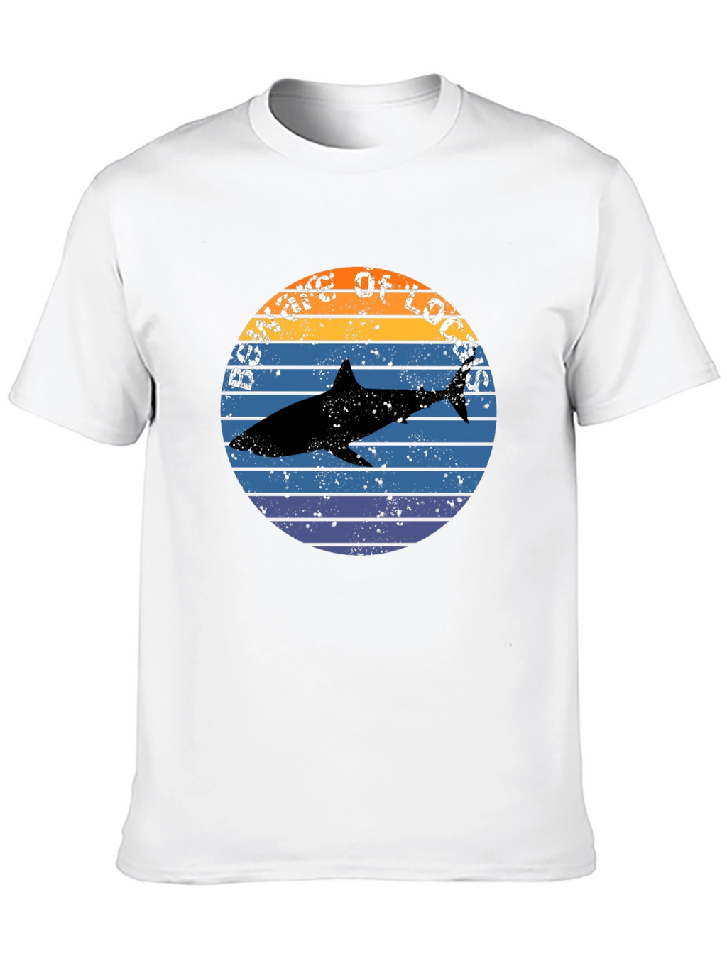 Retro Shark Sunset Graphic Tee - Black