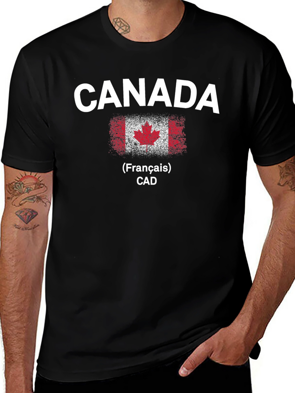 Canada Flag T-Shirt - Mens Black Tee