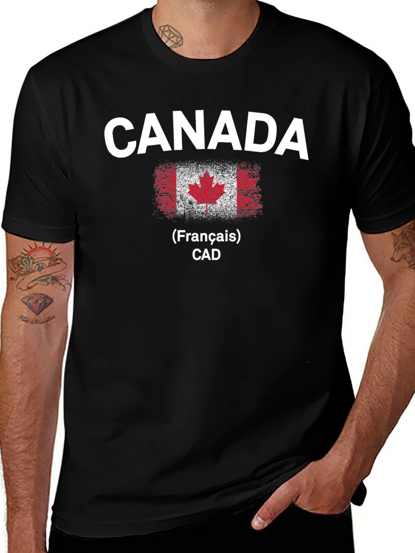Canada Flag T-Shirt - Mens Black Tee